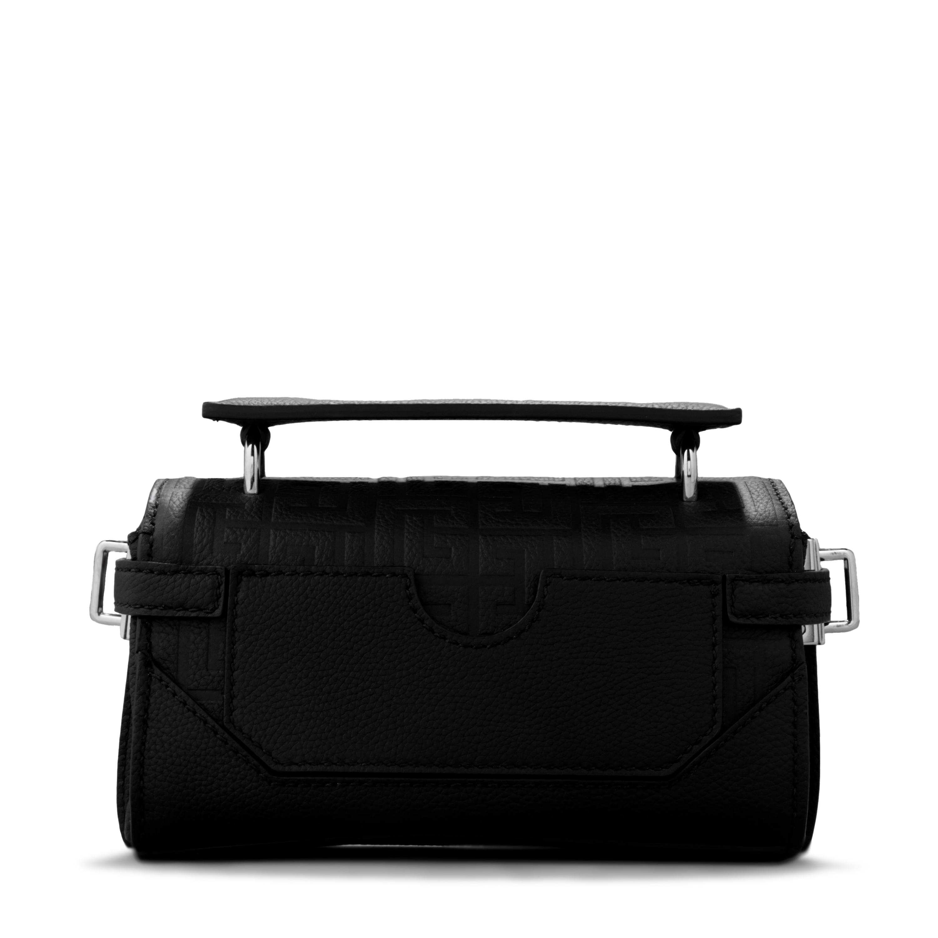 Bolso Negro Balmain Bbuzz 19-Cuir Graine Monogramme