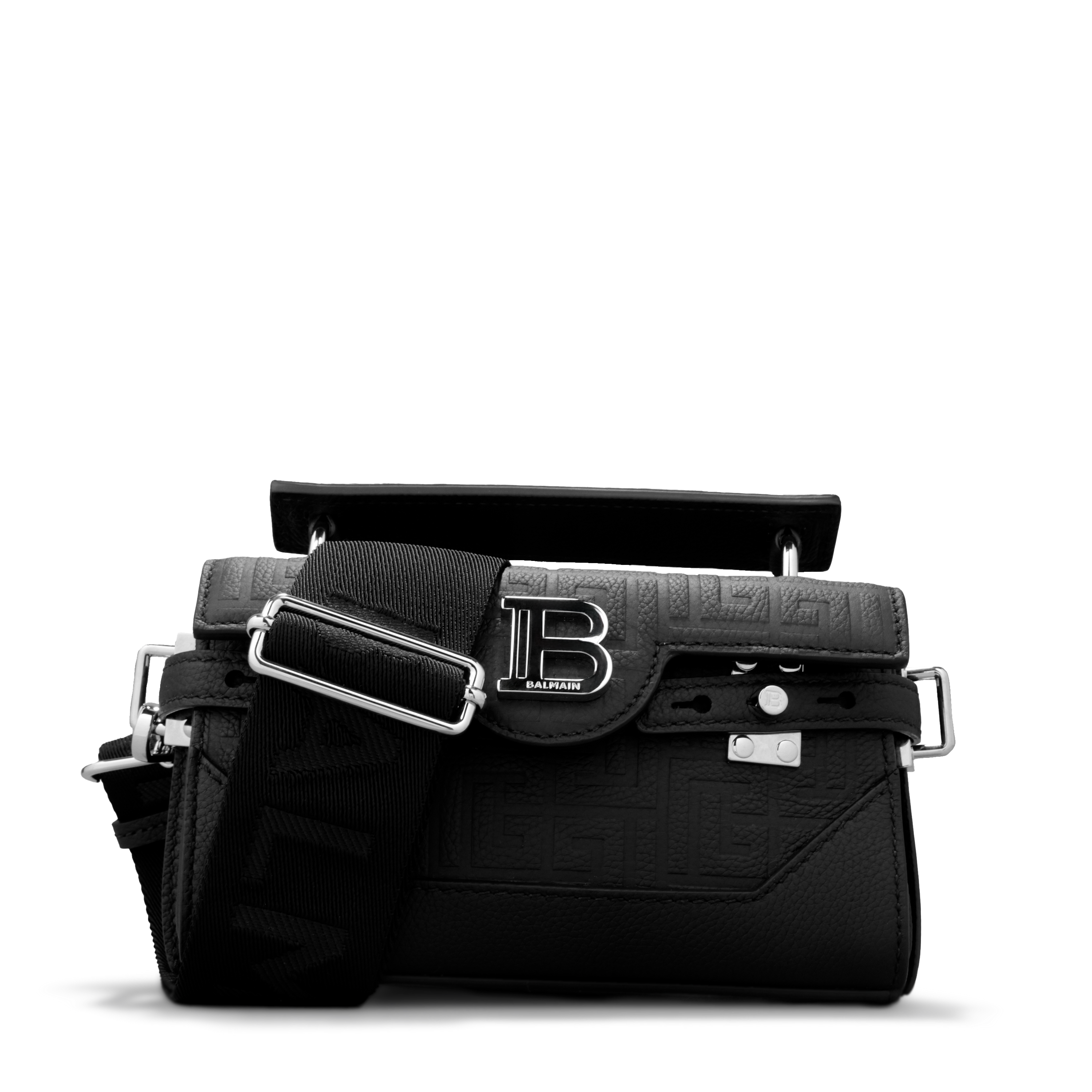 Bolso Negro Balmain Bbuzz 19-Cuir Graine Monogramme