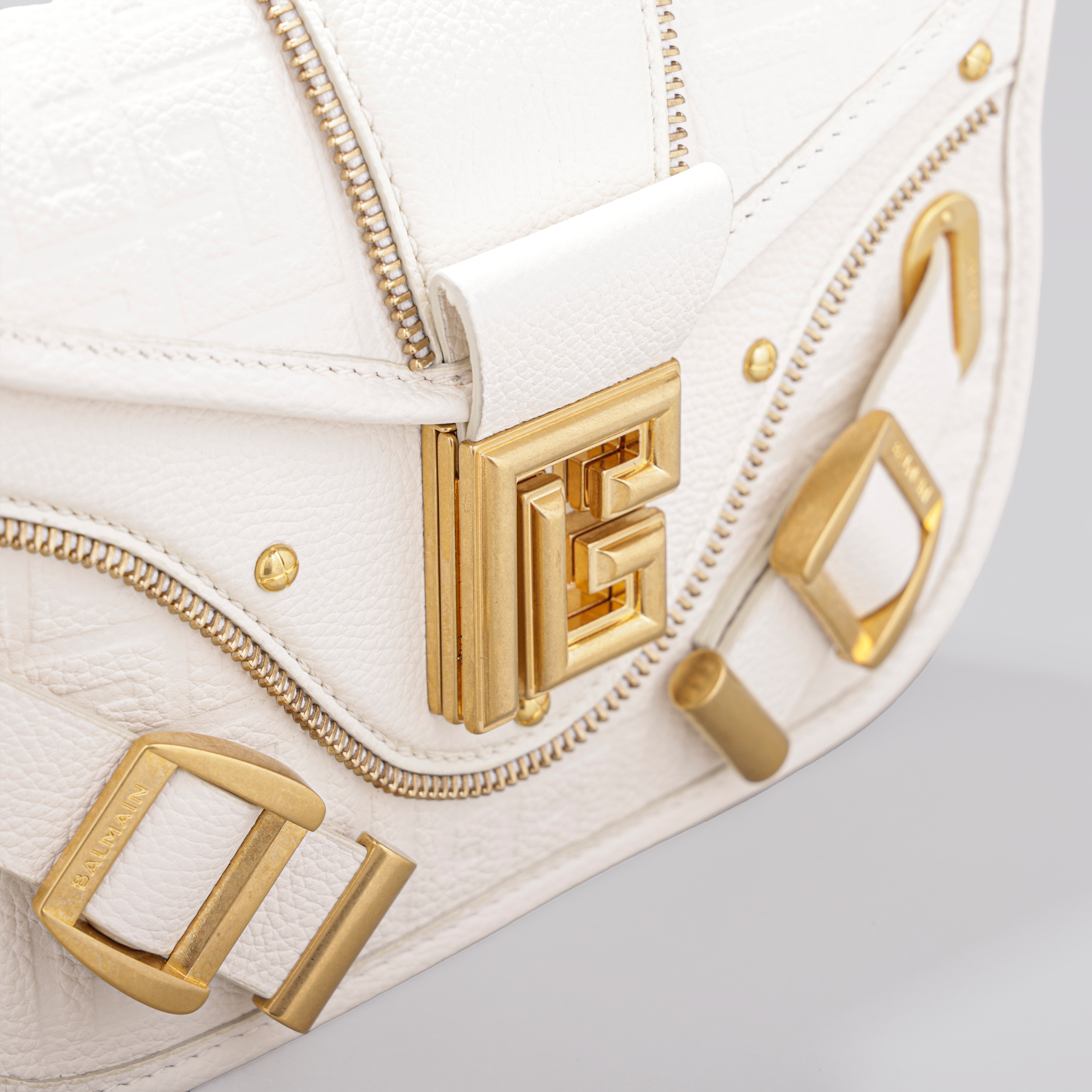 Cartera Blanca Balmain S-Cuir Graine Monogram