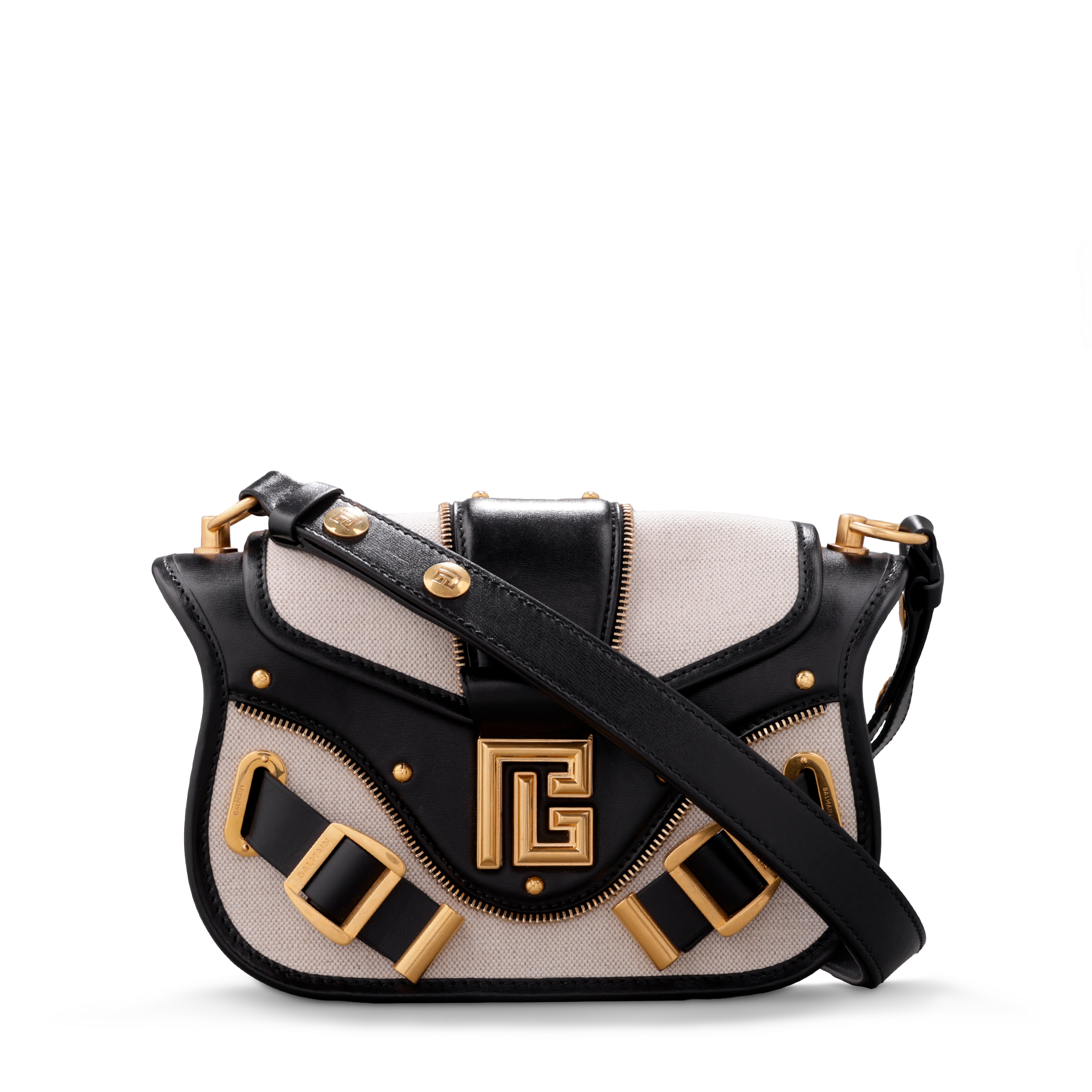 Cartera Negra Balmain Blanco Blaze Shoulder S-Canvas