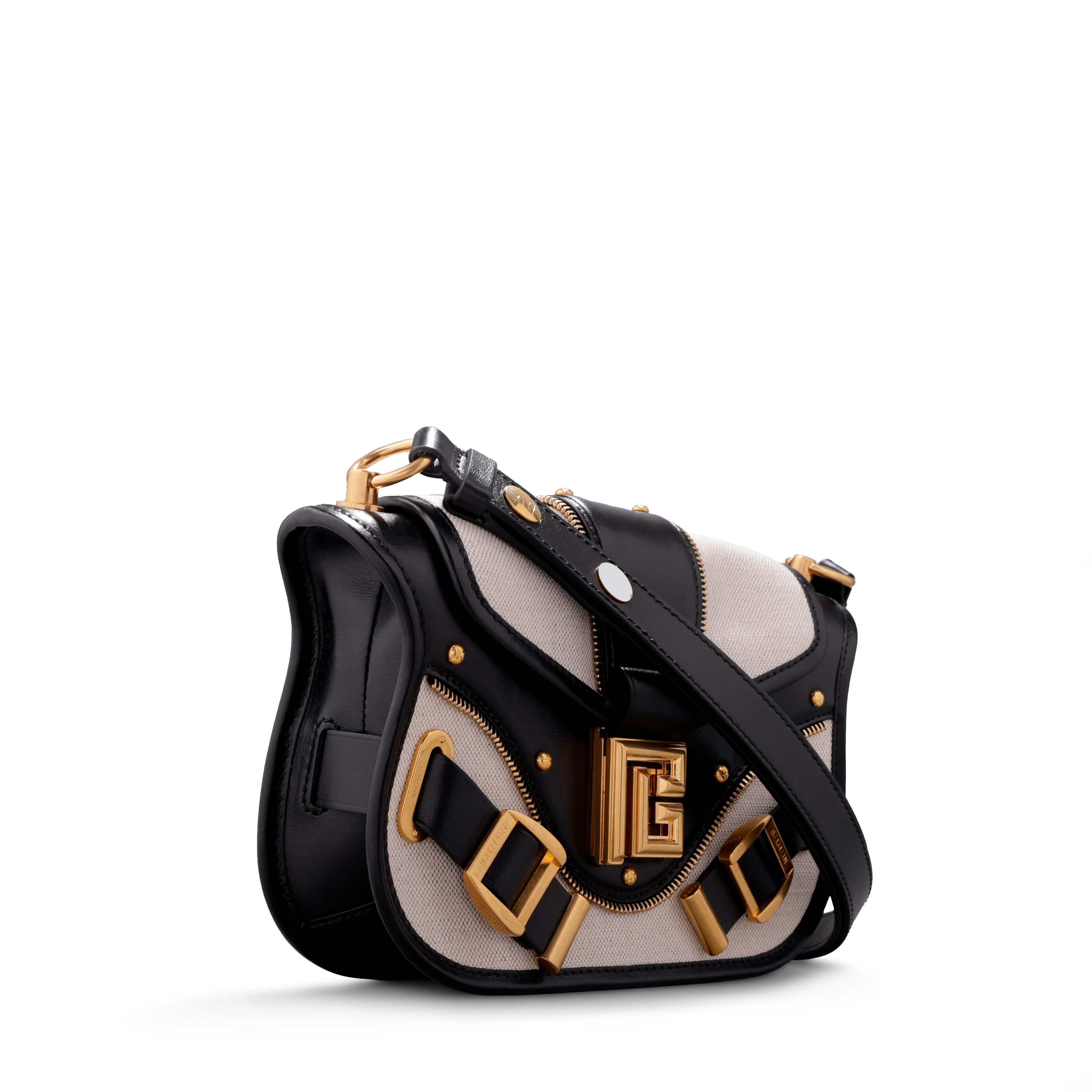 Cartera Negra Balmain Blanco Blaze Shoulder S-Canvas