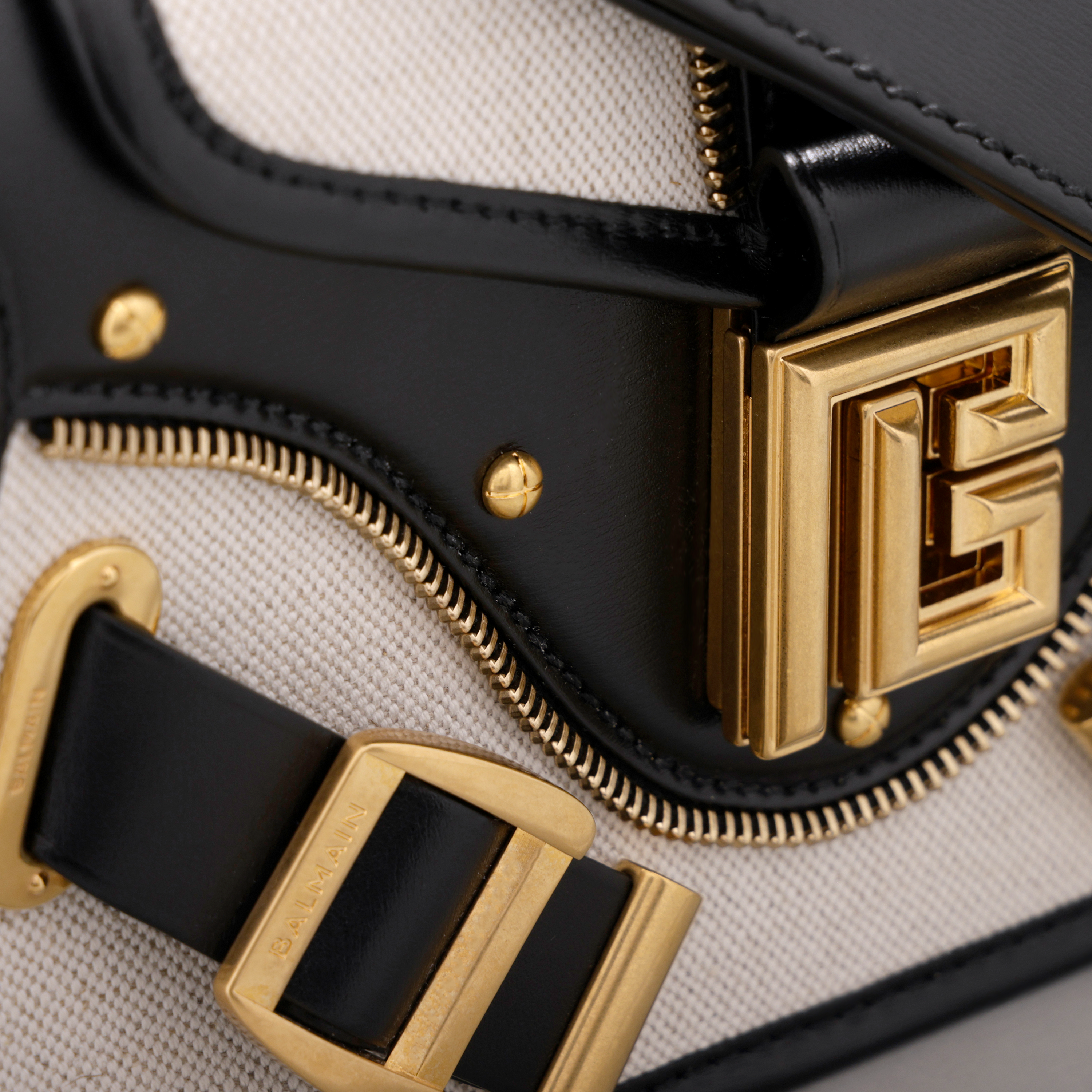 Cartera Negra Balmain Blanco Blaze Shoulder S-Canvas