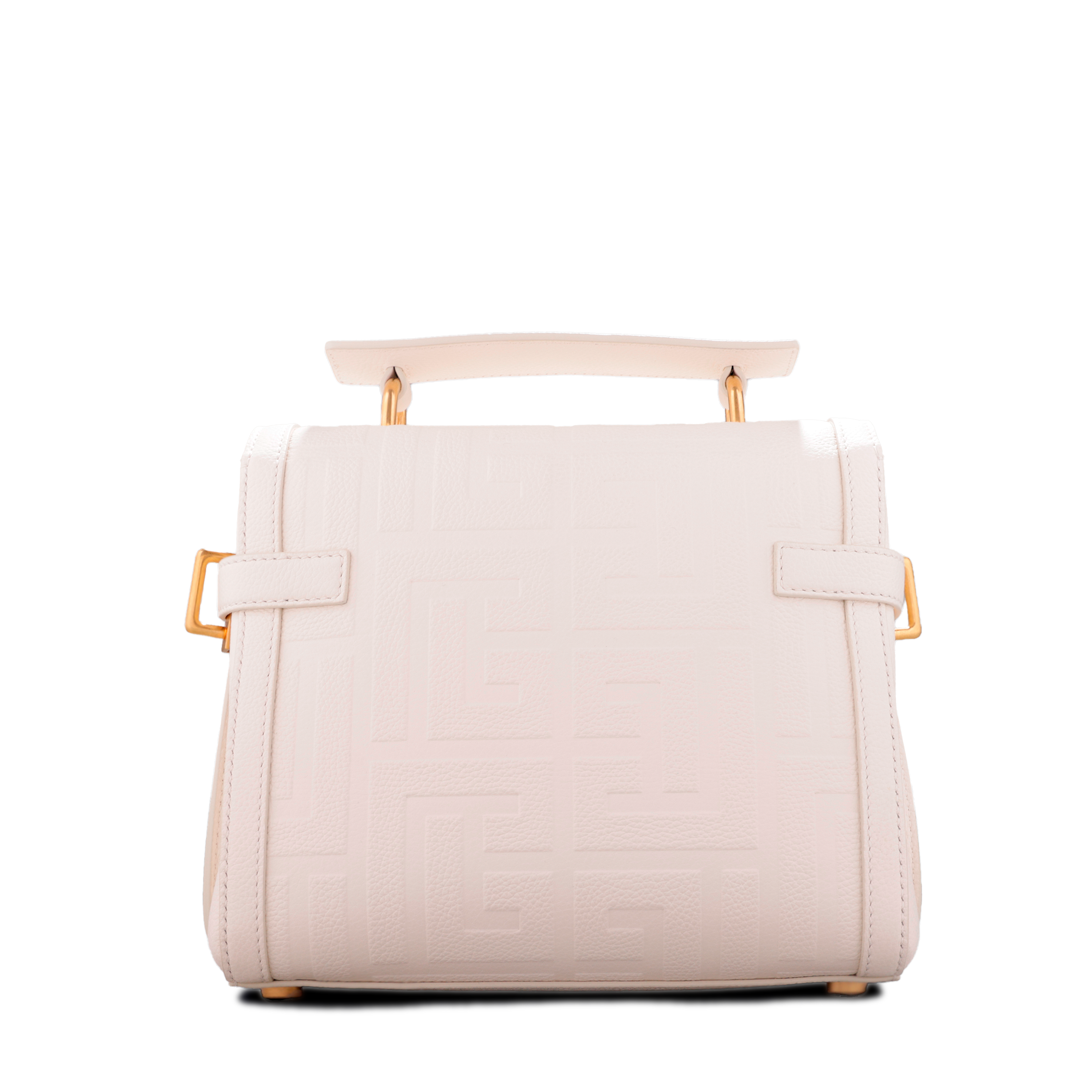 Cartera Blanca Balmain Bbuzz 23-Cuir Graine Monogram