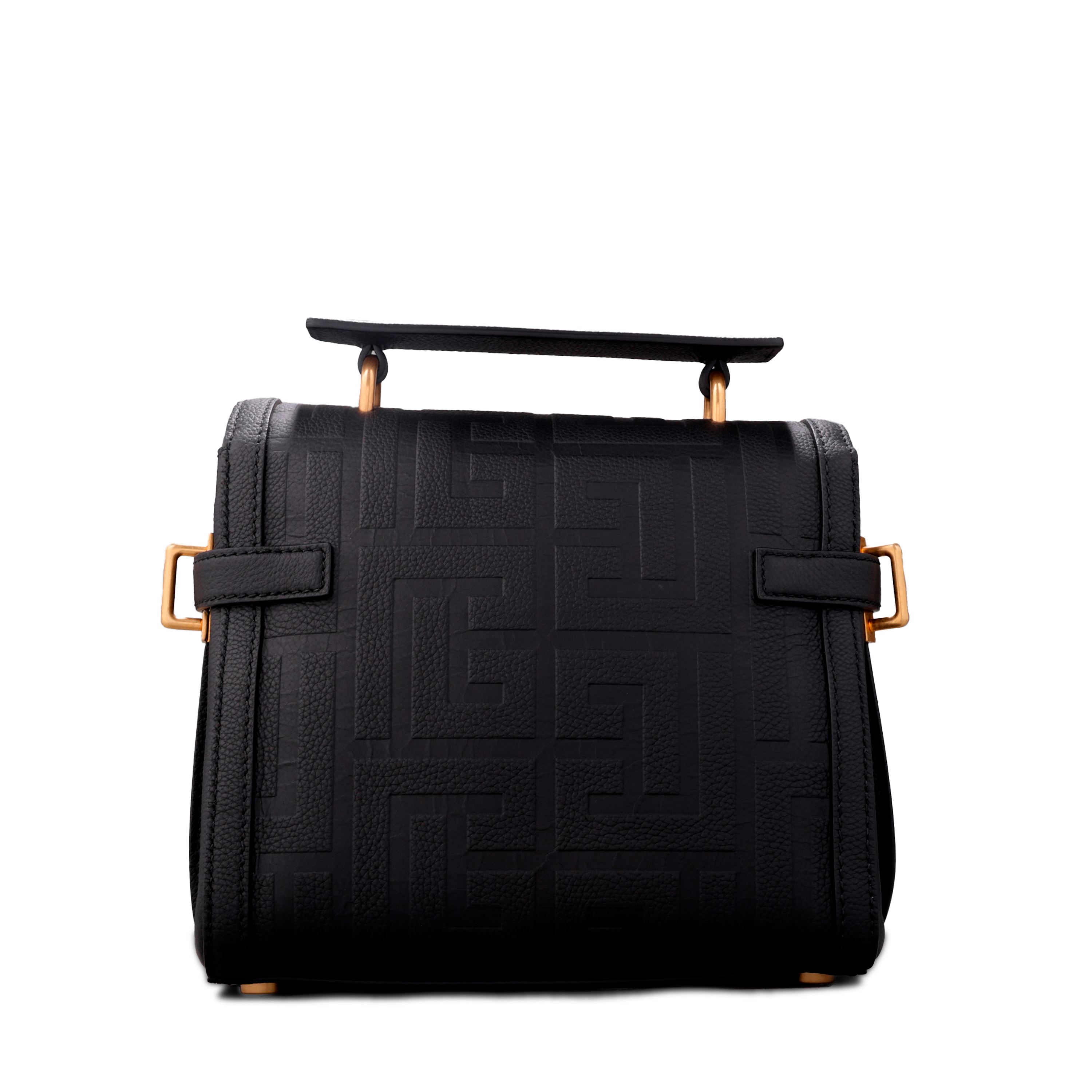 Cartera Negra Balmain Bbuzz 23-Cuir Graine Monogram
