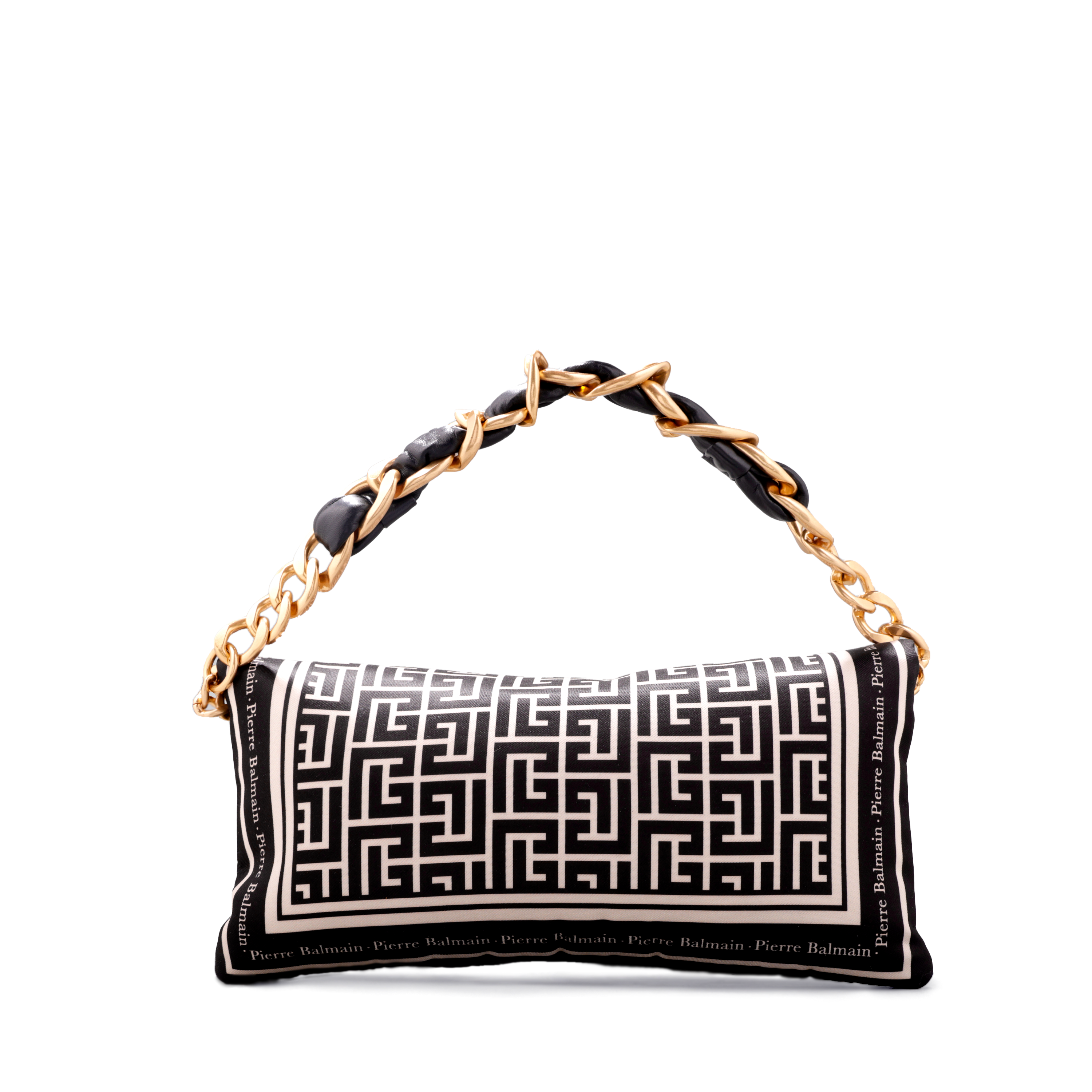 Cartera Negra Balmain Dorado Monogram Chain