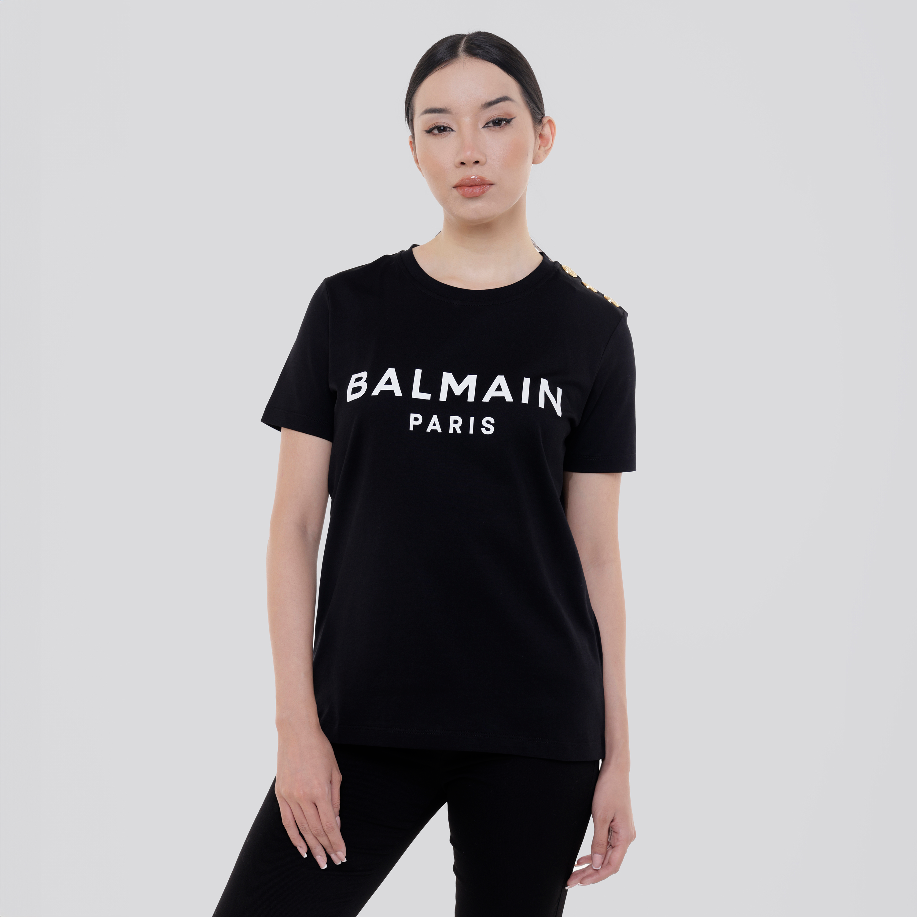 Camiseta Negra Balmain Paris 3 BTN