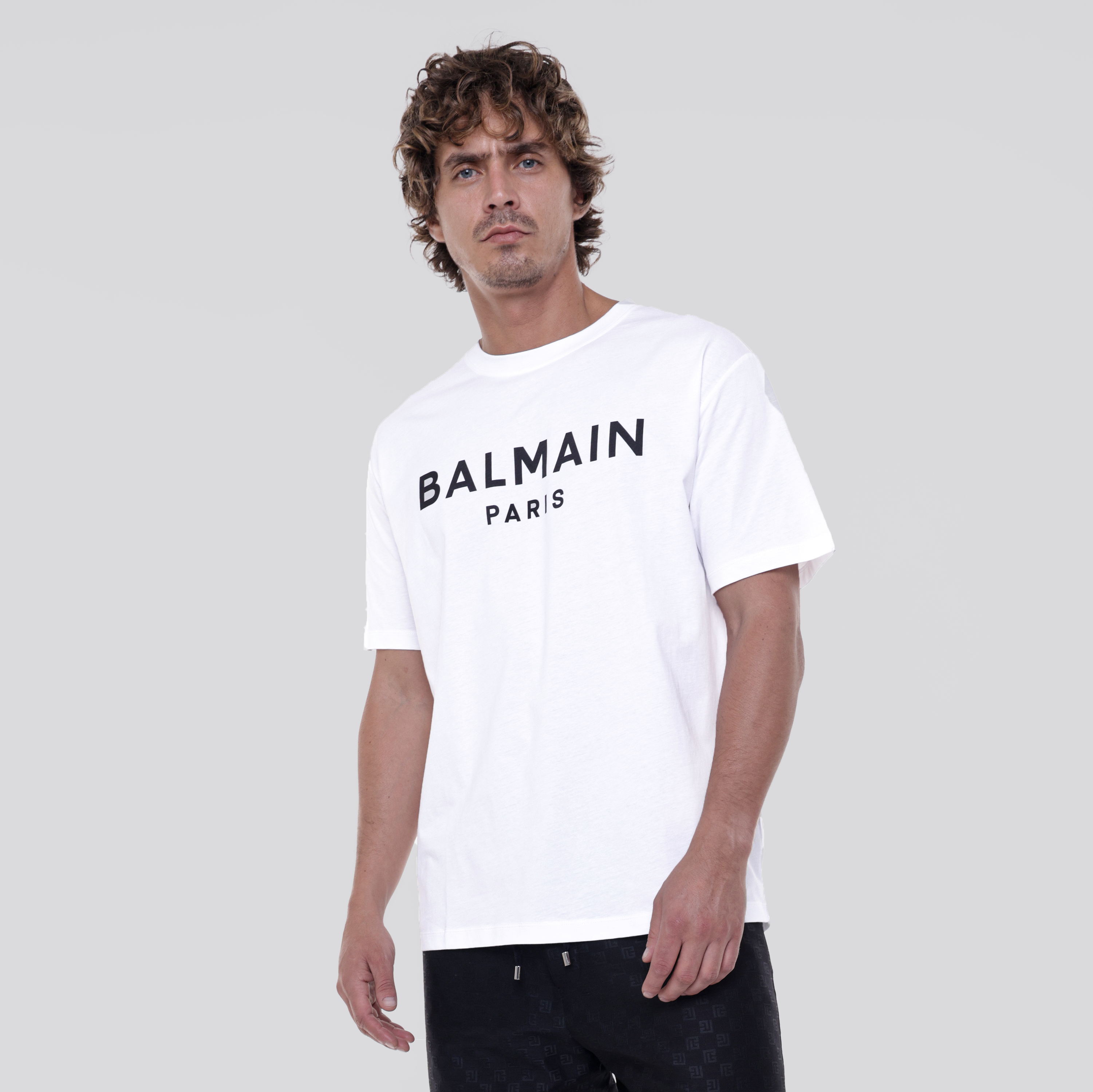 Camiseta Blanca Balmain Paris Logo