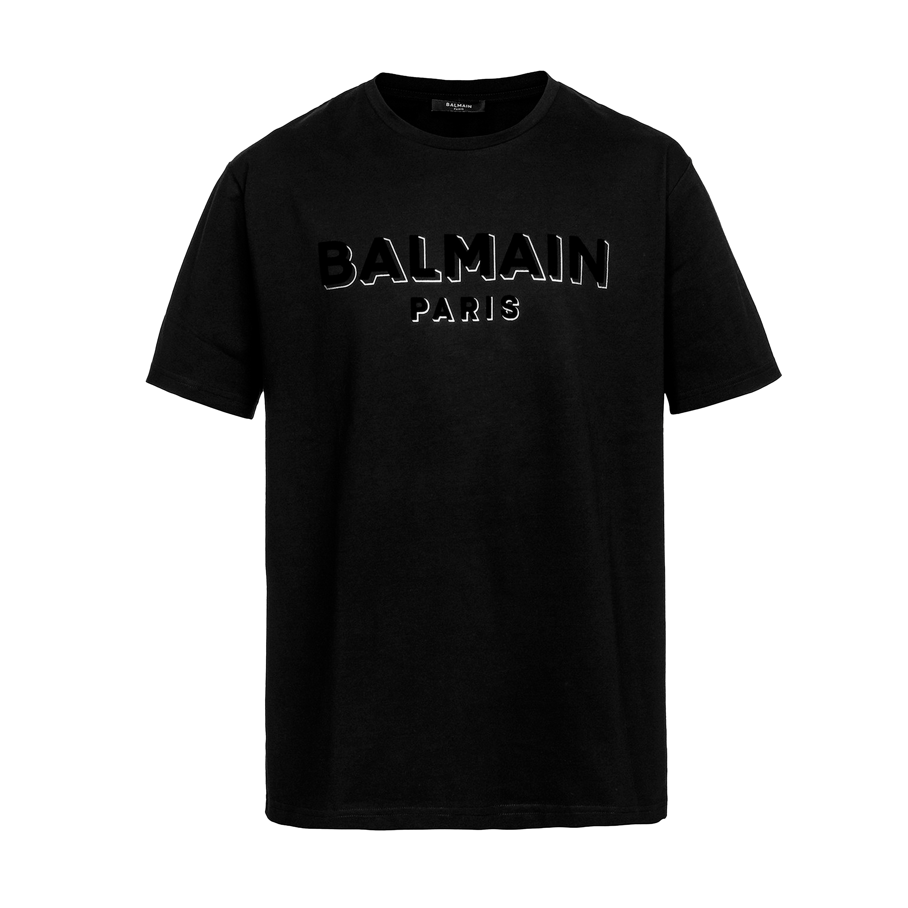 Camiseta Negra Balmain Flock & Foil