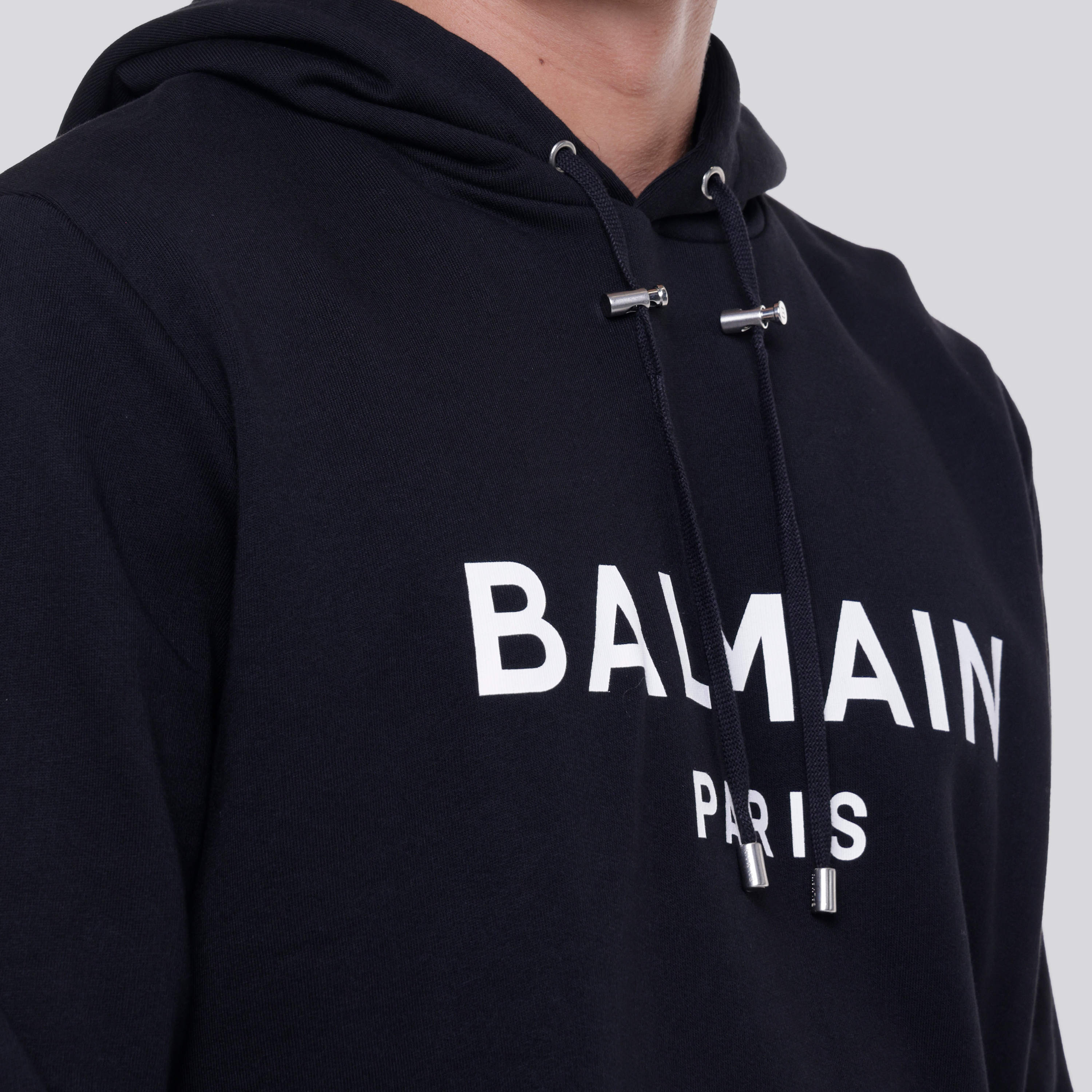 Buzo Tipo Hoodie Negro Balmain Paris Logo