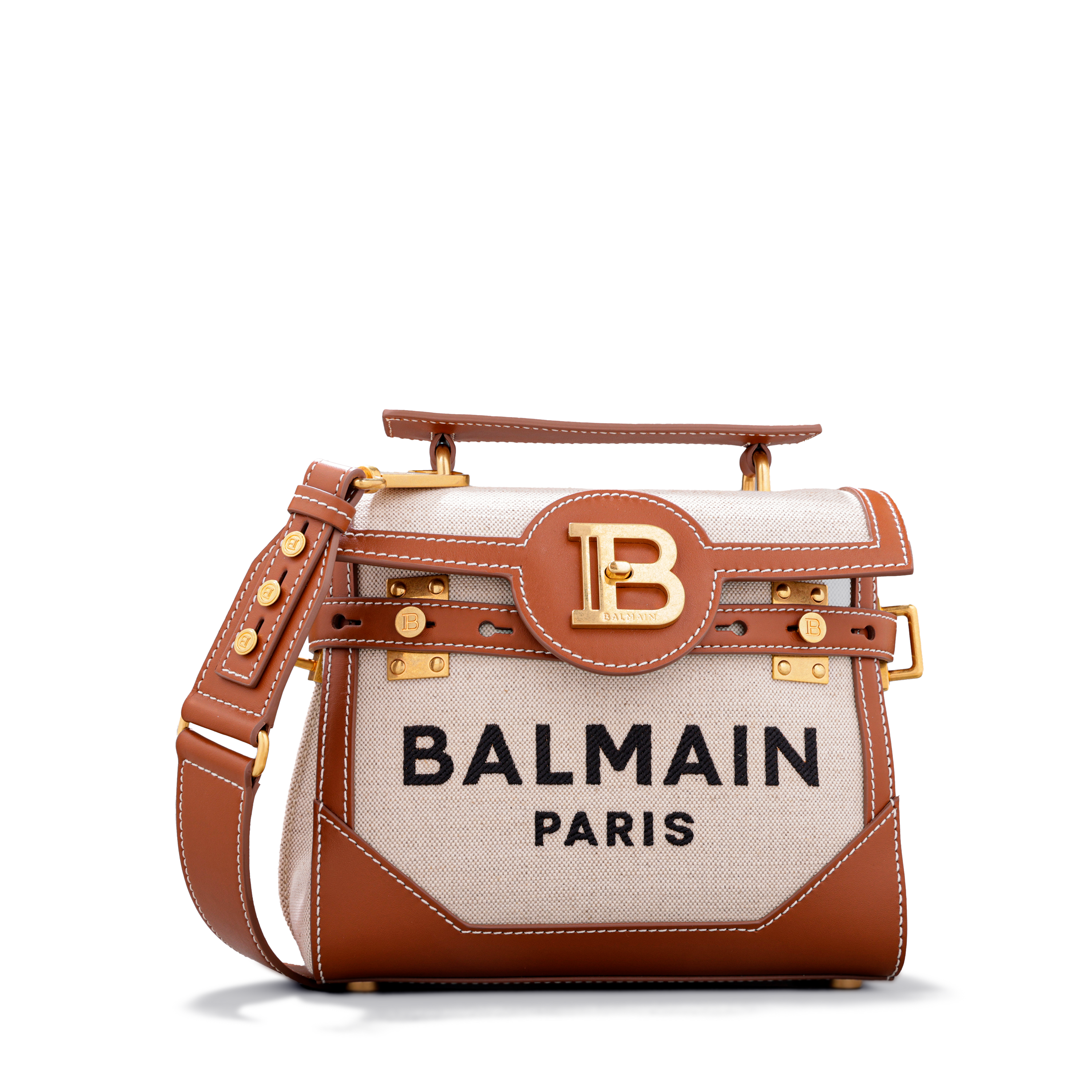 Cartera Beige Balmain Bbuz Handle 23 Logo