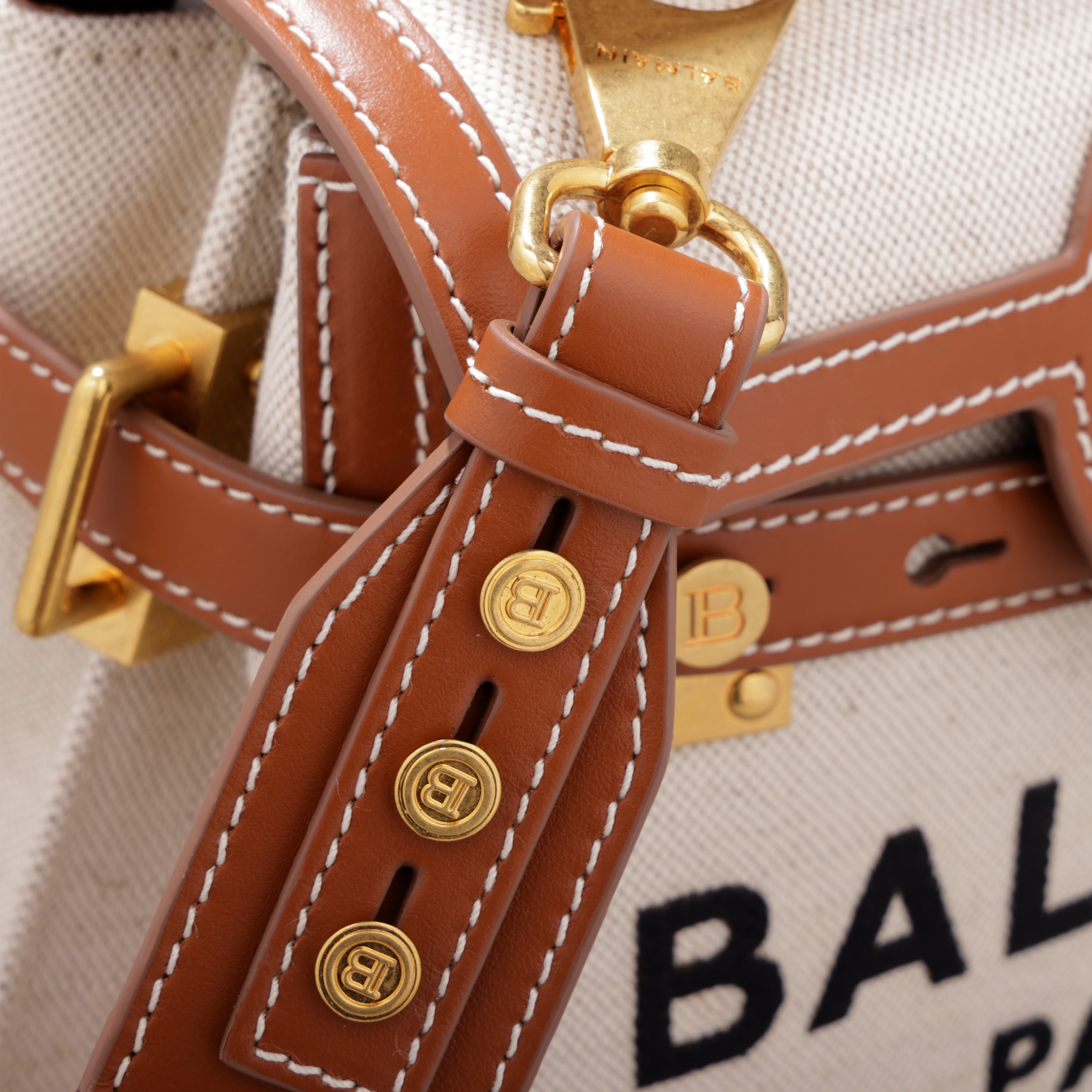 Cartera Beige Balmain Bbuz Handle 23 Logo