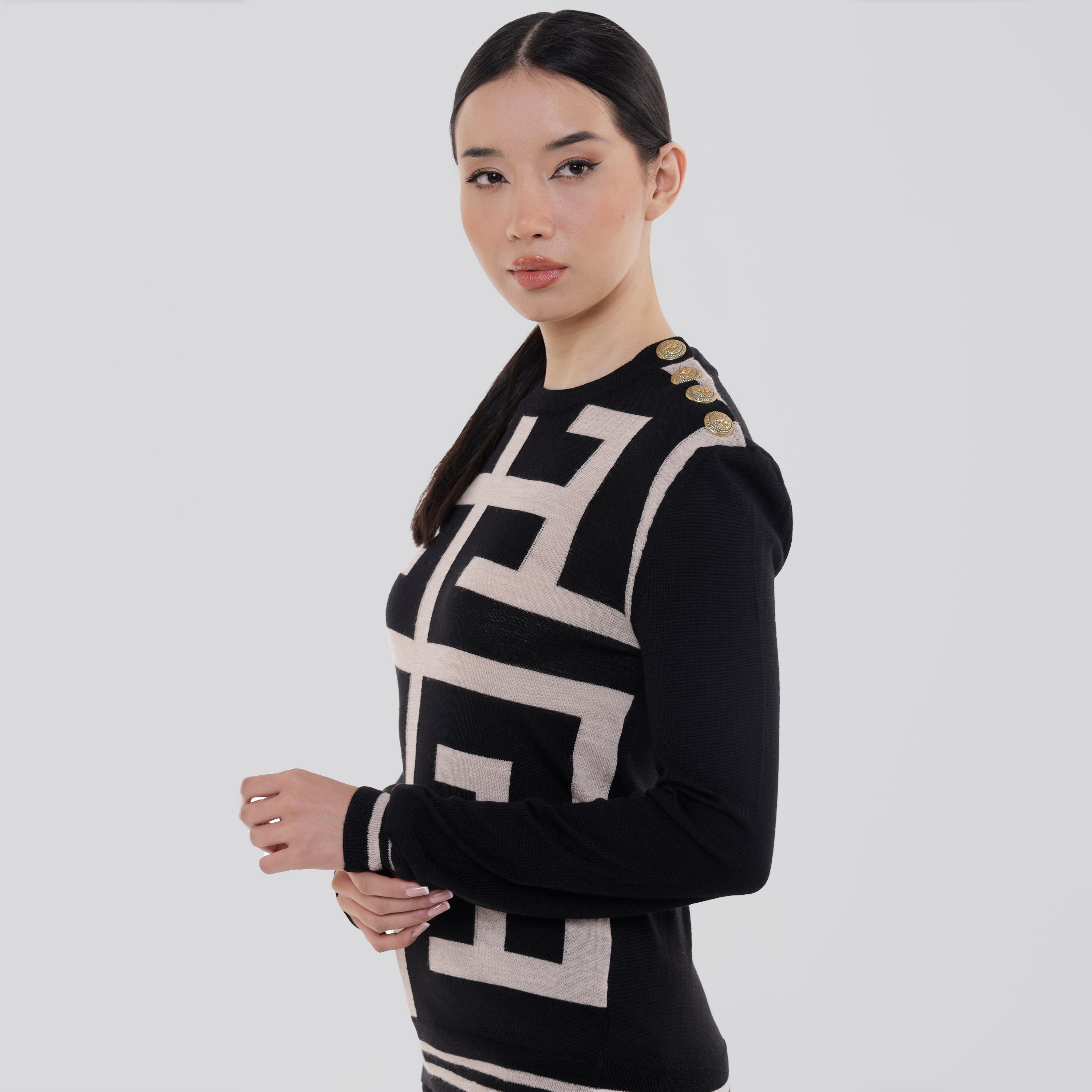 Buzo Negro Balmain 3 BTN Maxi Monogram