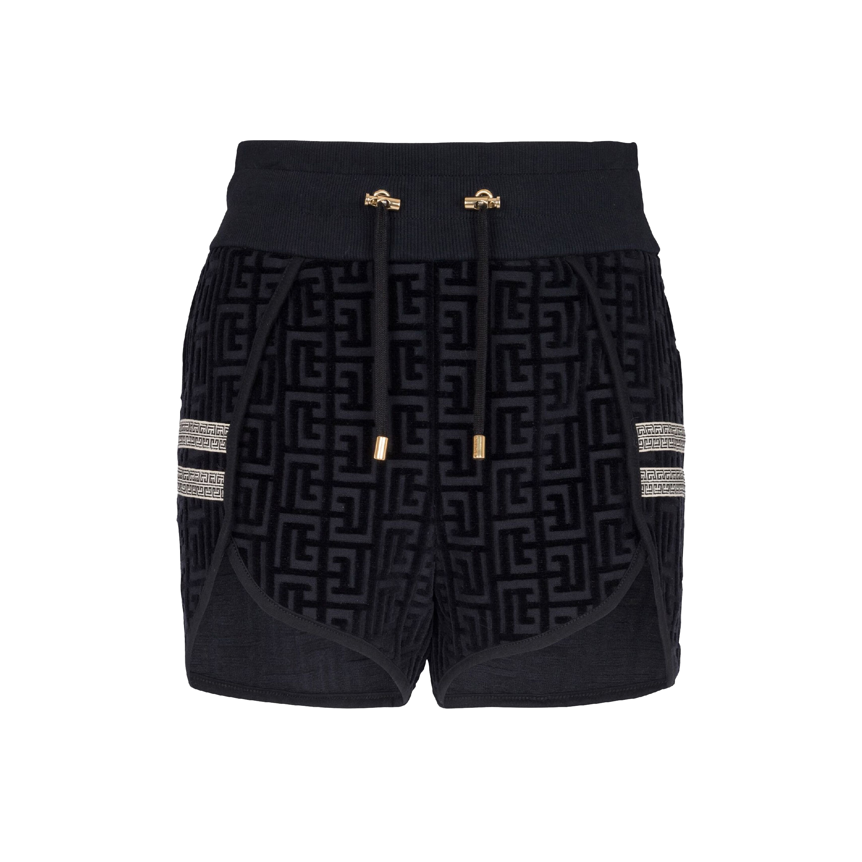 Shorts Negro Balmain Velvet Monogram