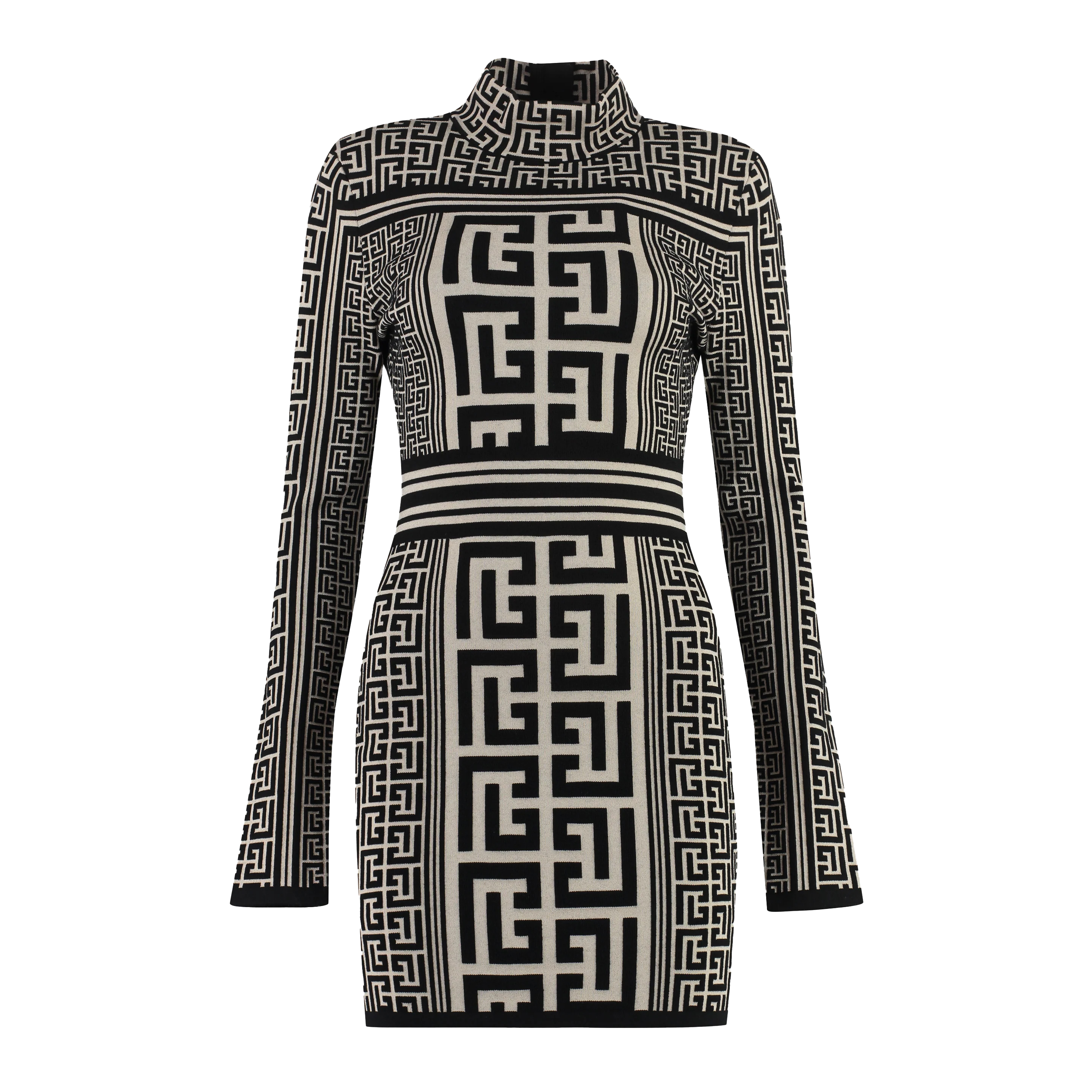Vestido Negro Balmain Ls Monogram