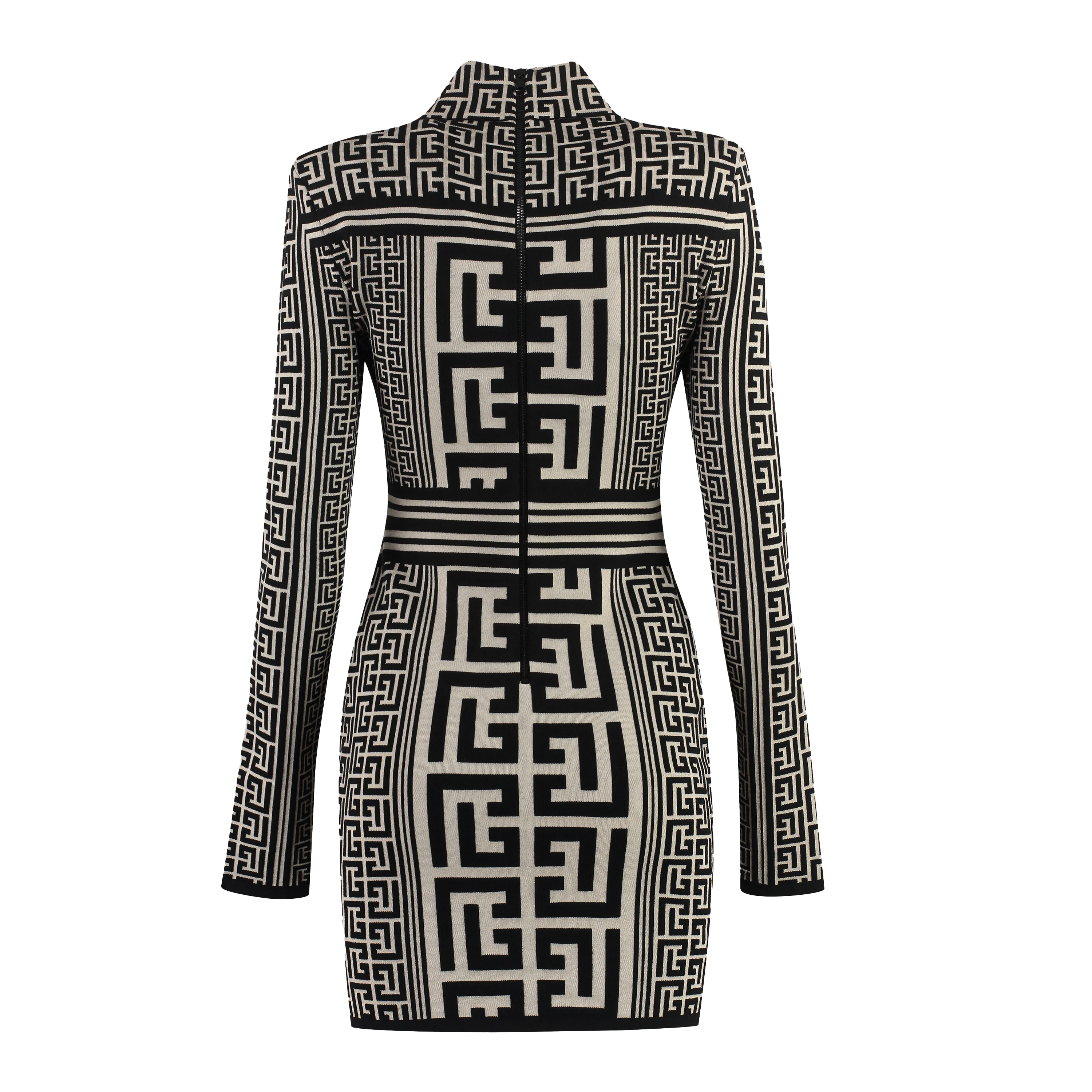 Vestido Negro Balmain Ls Monogram