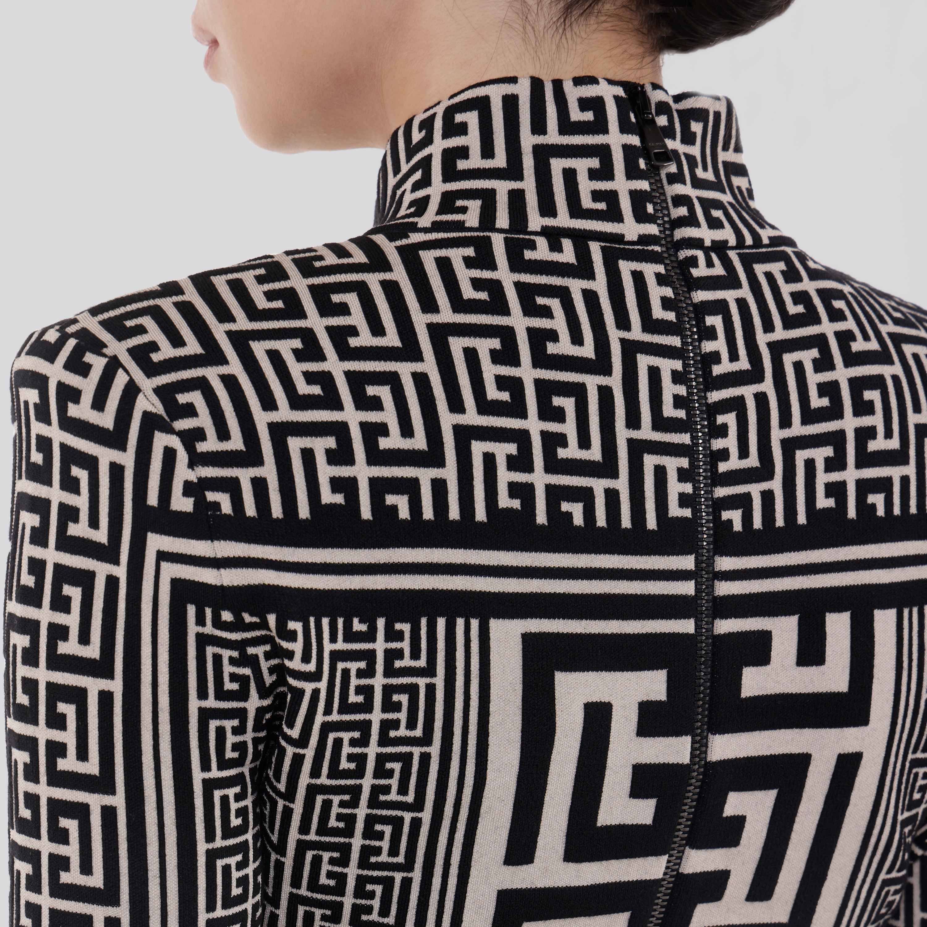 Vestido Negro Balmain Ls Monogram