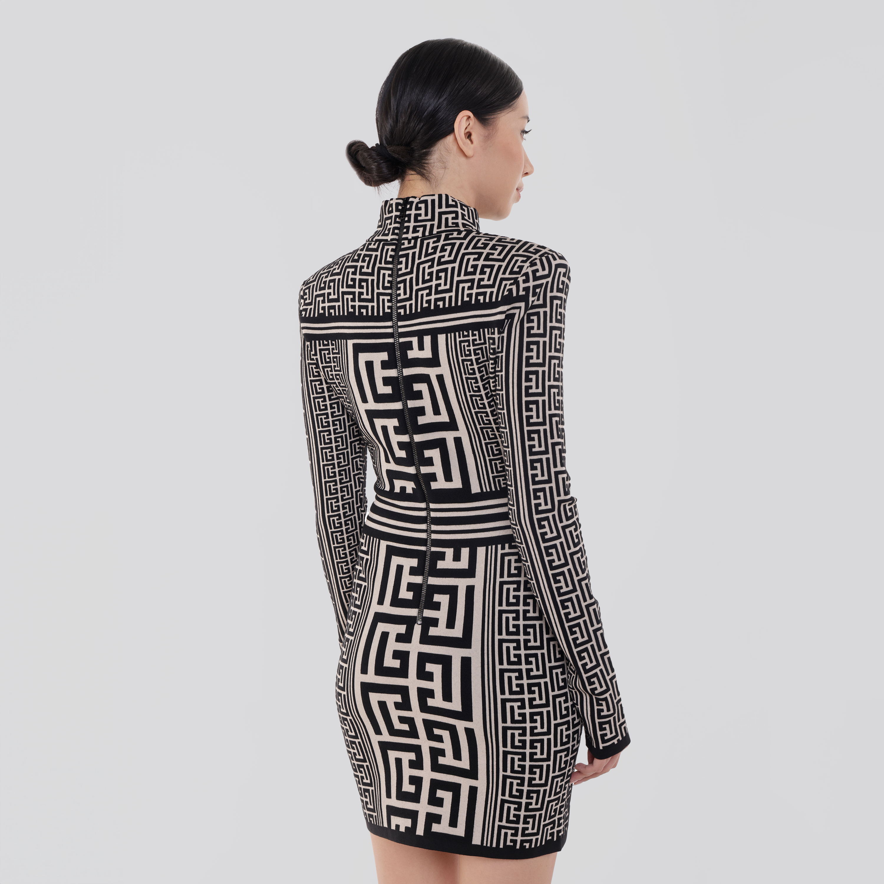Vestido Negro Balmain Ls Monogram