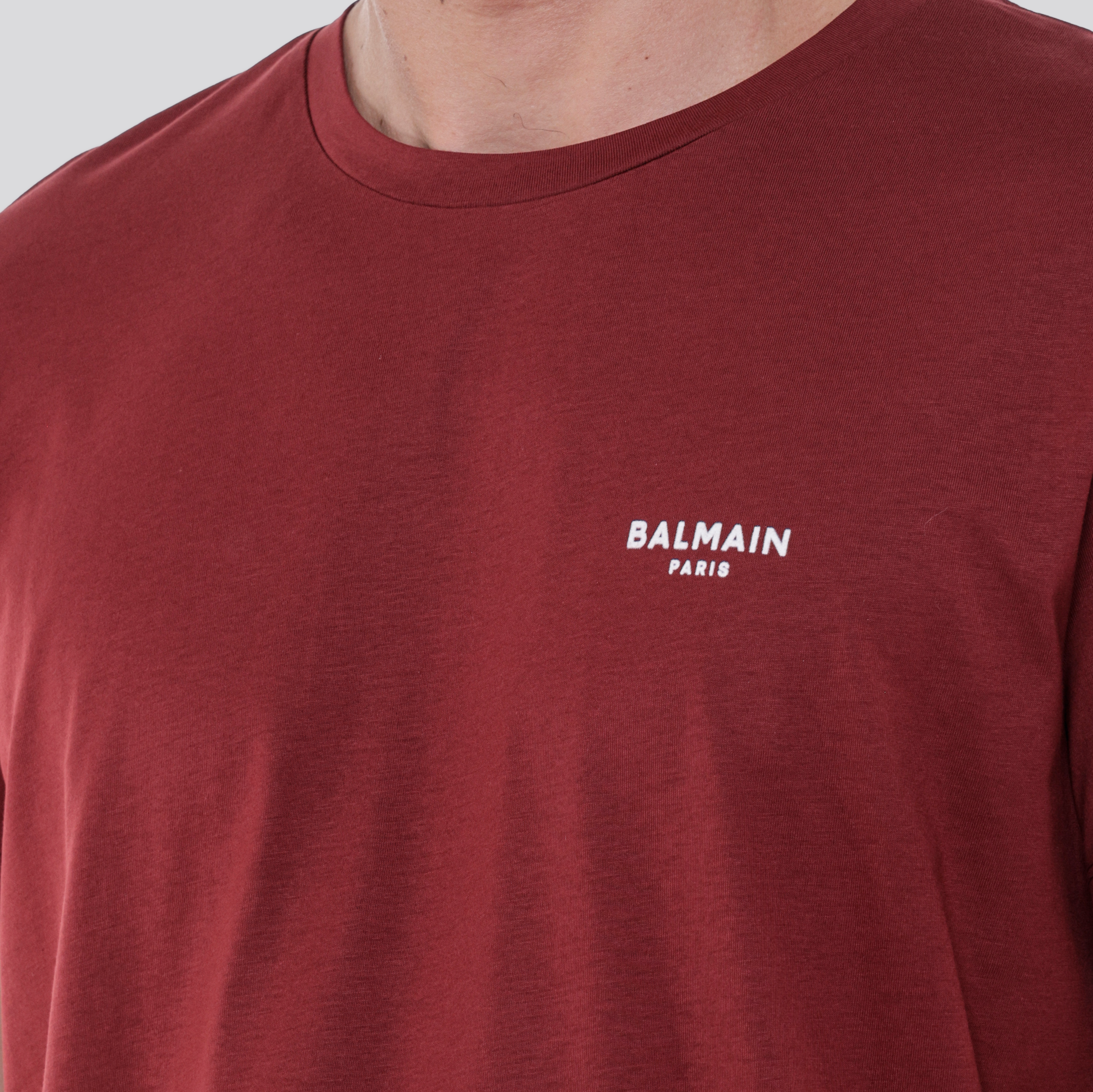 Camiseta Roja Balmain Logo
