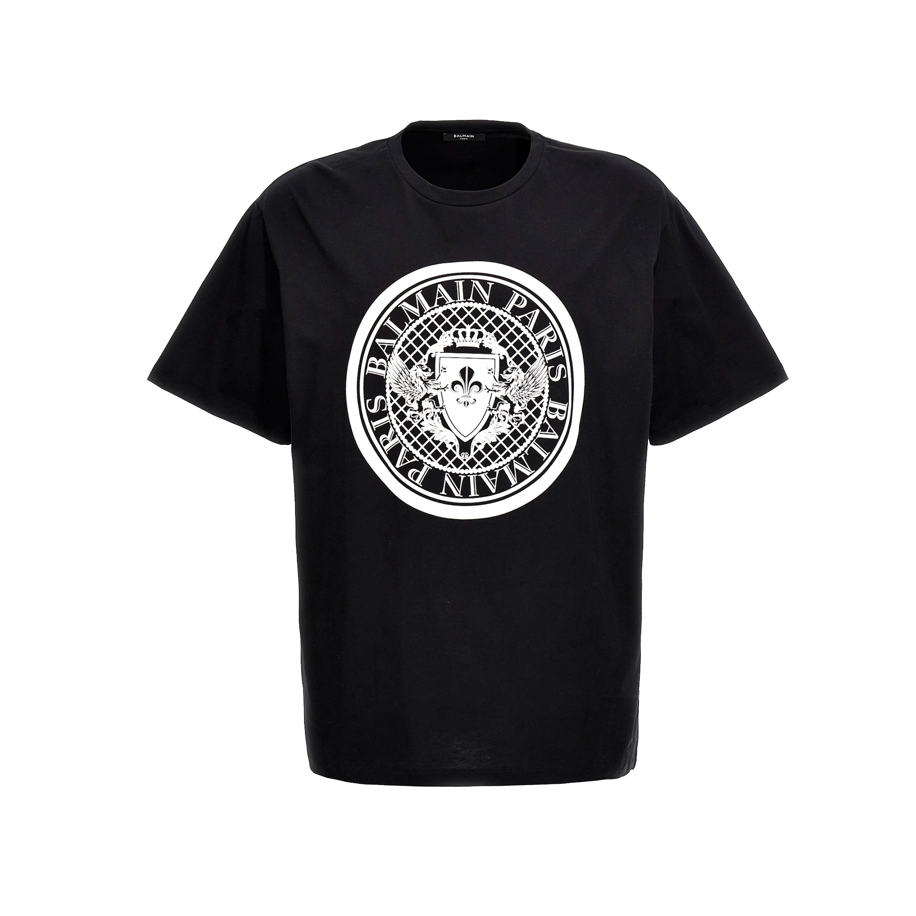 Camiseta Negra Balmain Coin Flock