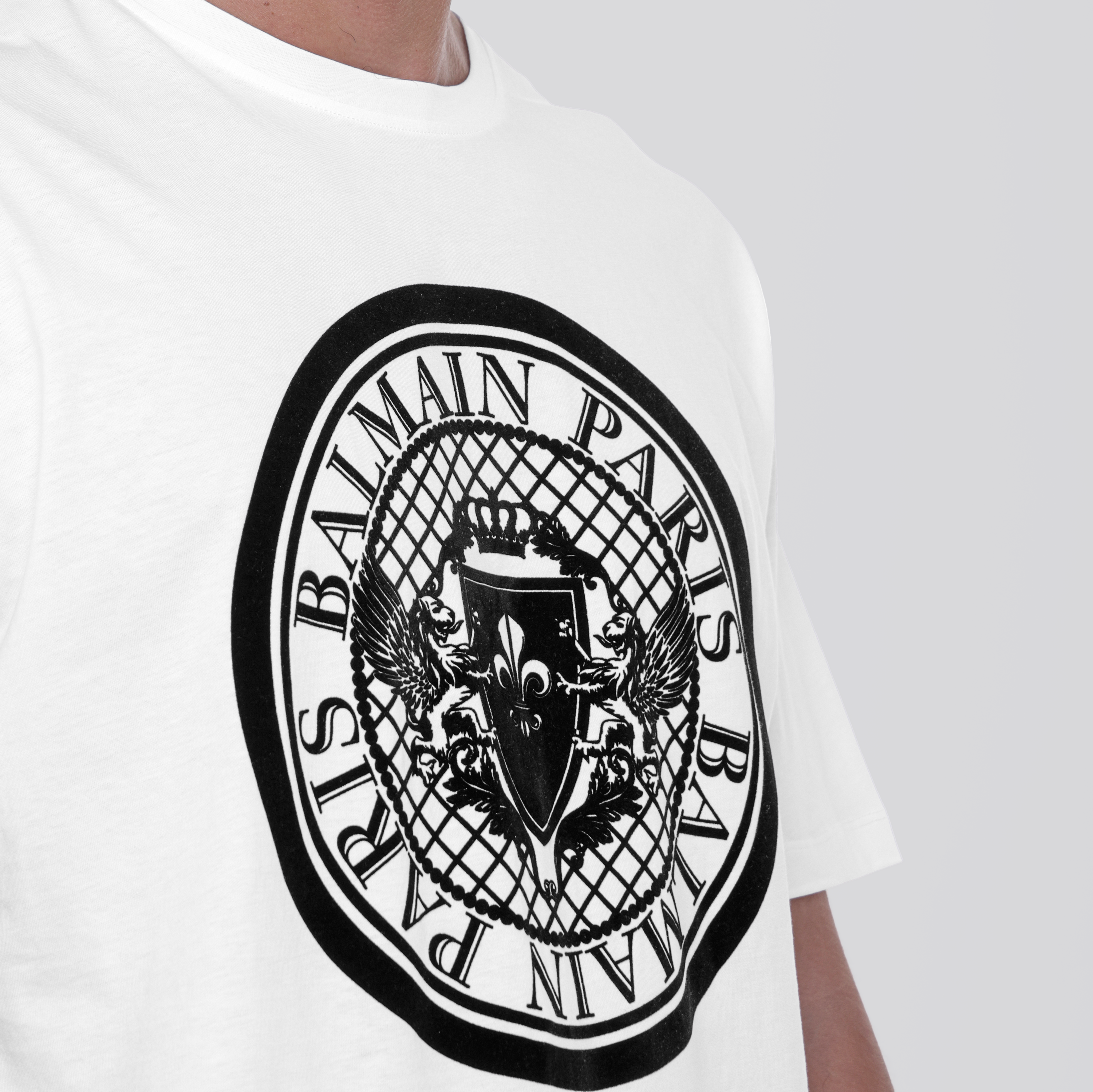 Camiseta Blanca Balmain Coin Flock