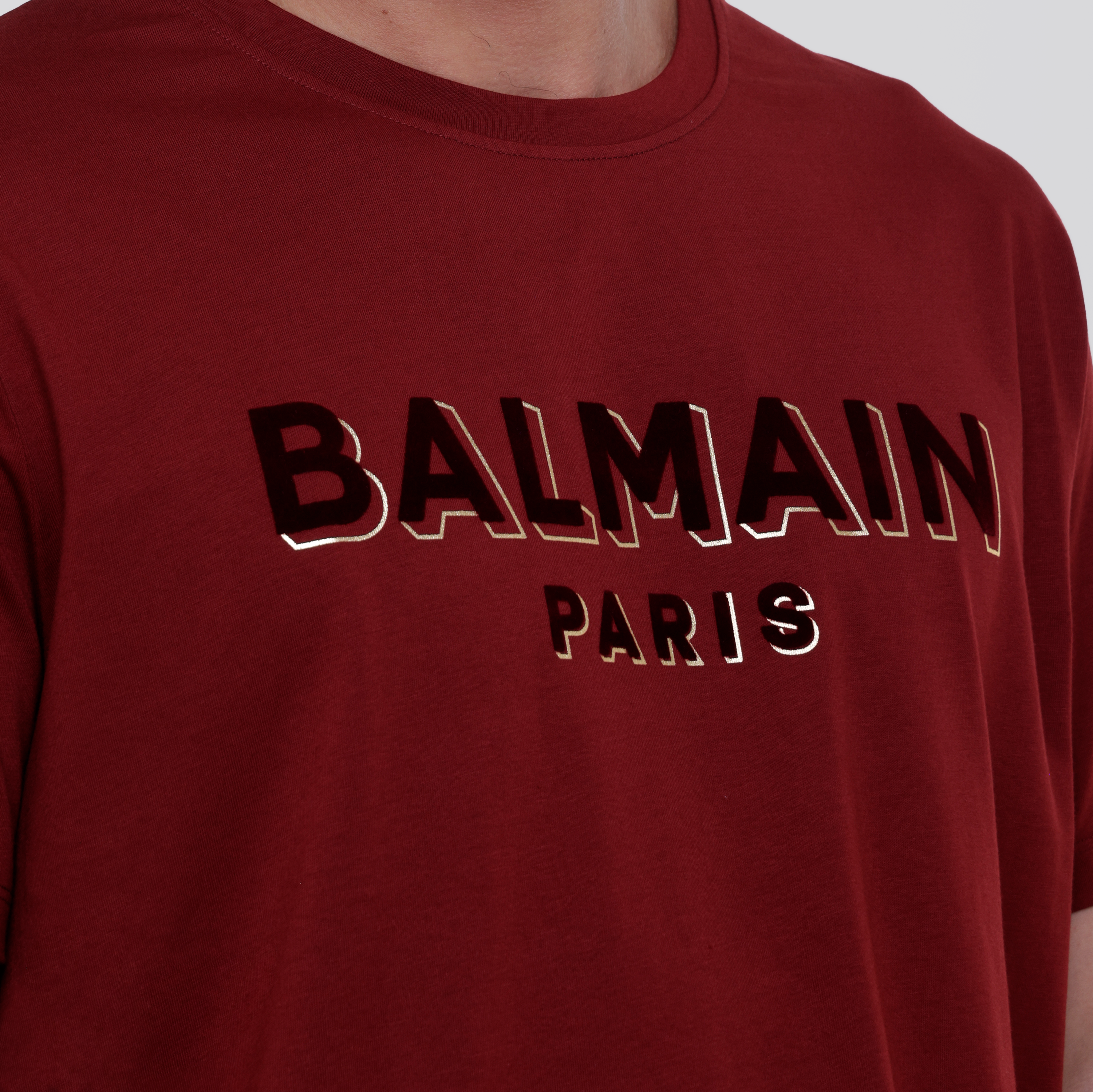 Camiseta Negra Balmain Flock & Foil