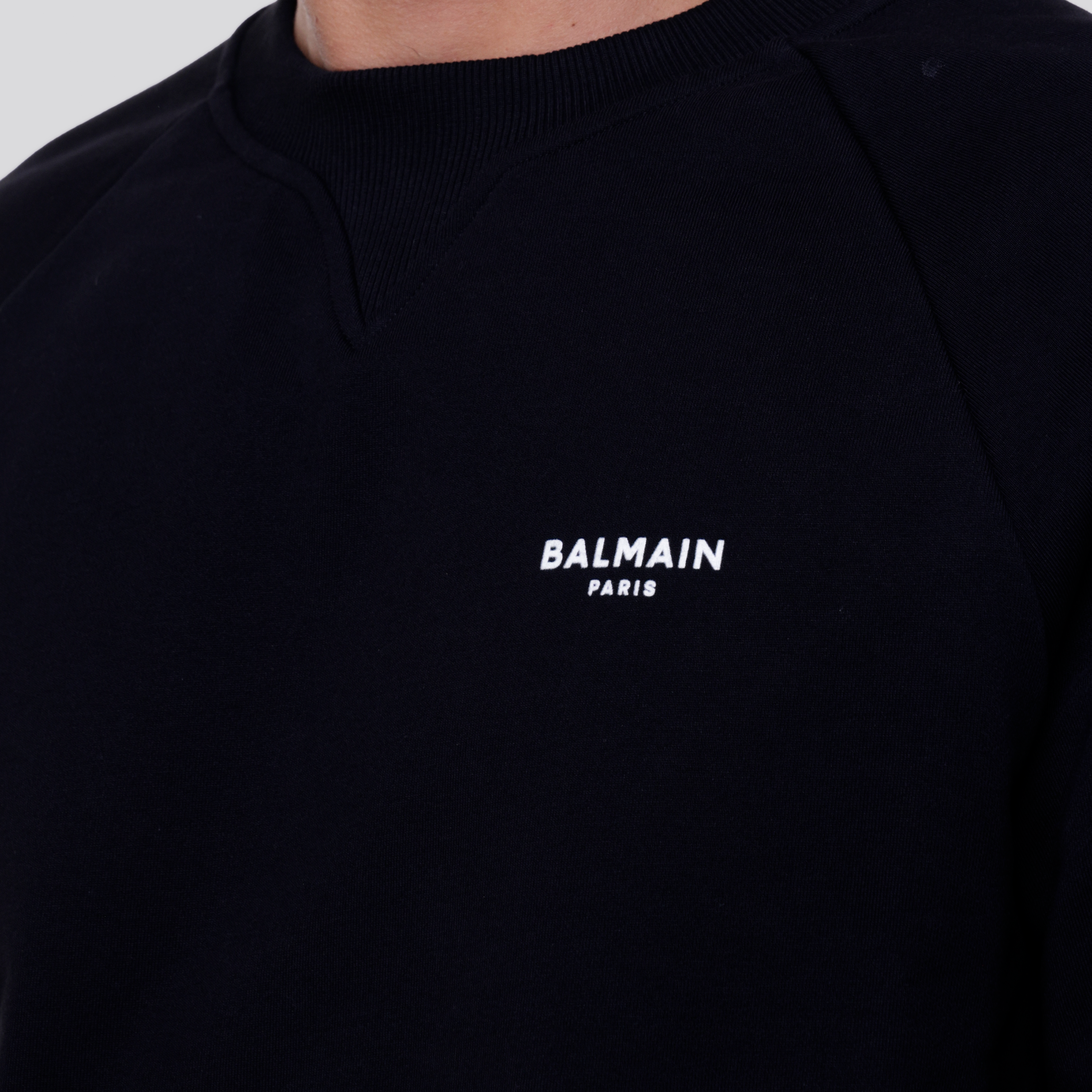 Buzo Negro Balmain Paris Chest Logo