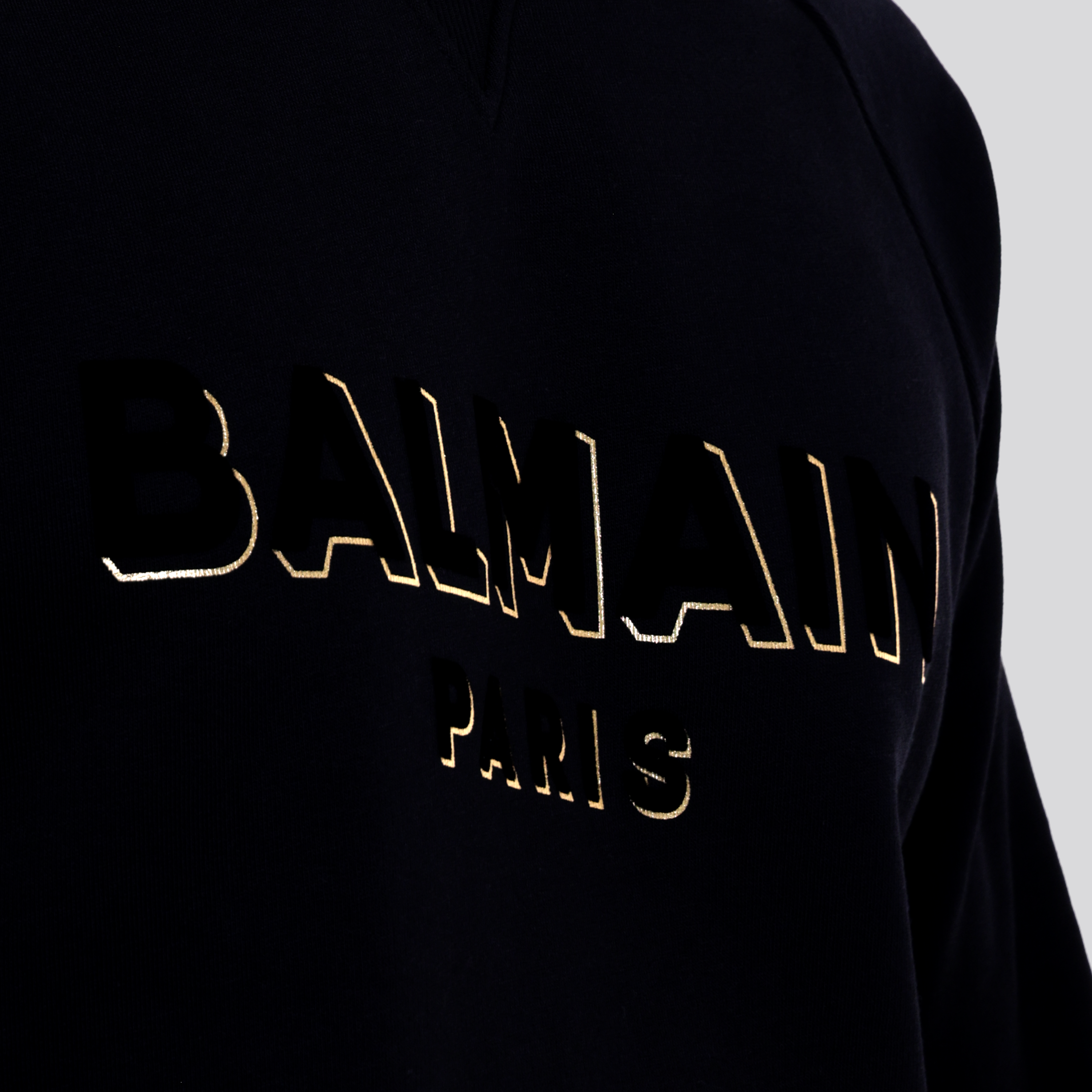 Buzo Negro con Dorado Balmain Flock & Foil