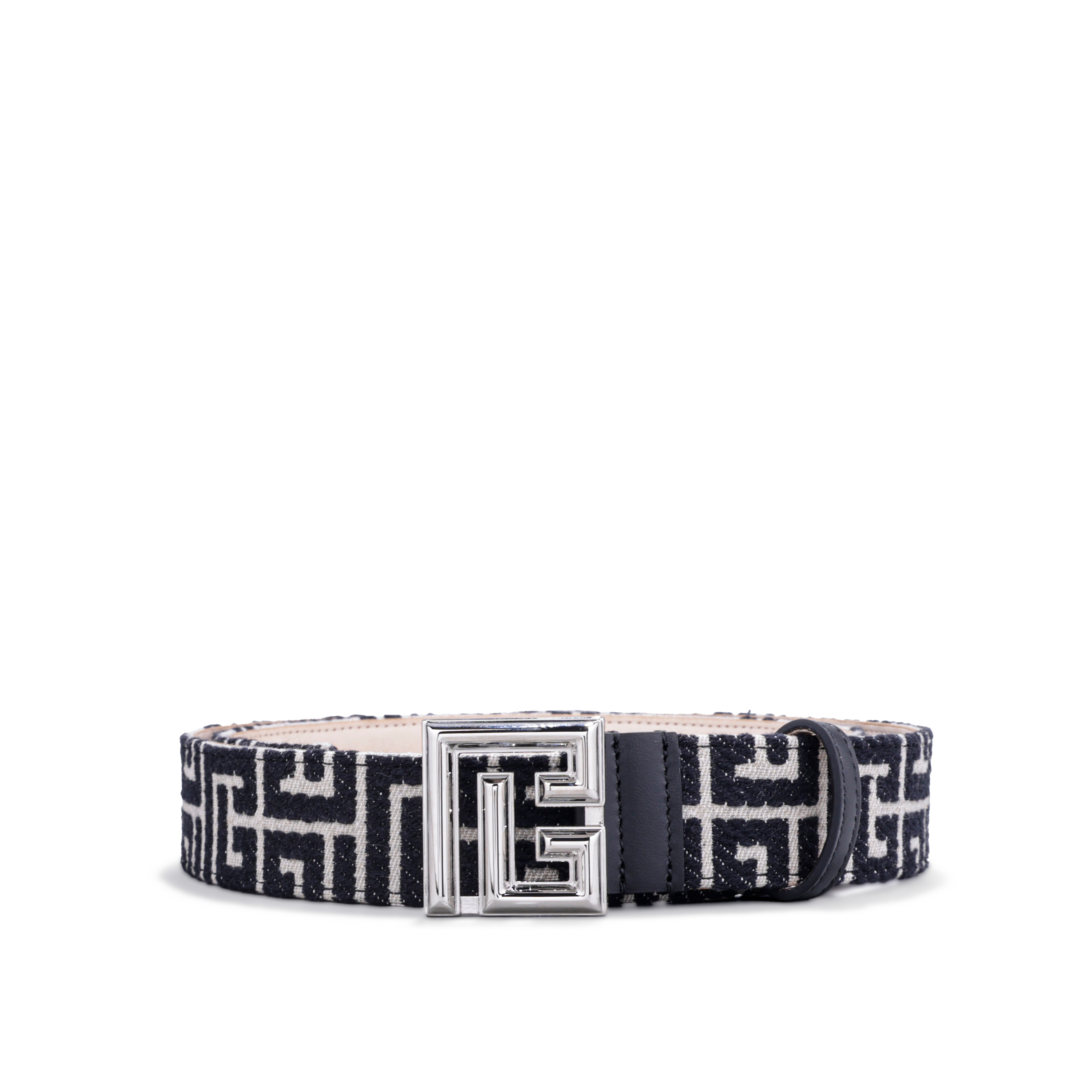 Cinturón Negro Balmain Jacquard B-Belt 35 mm