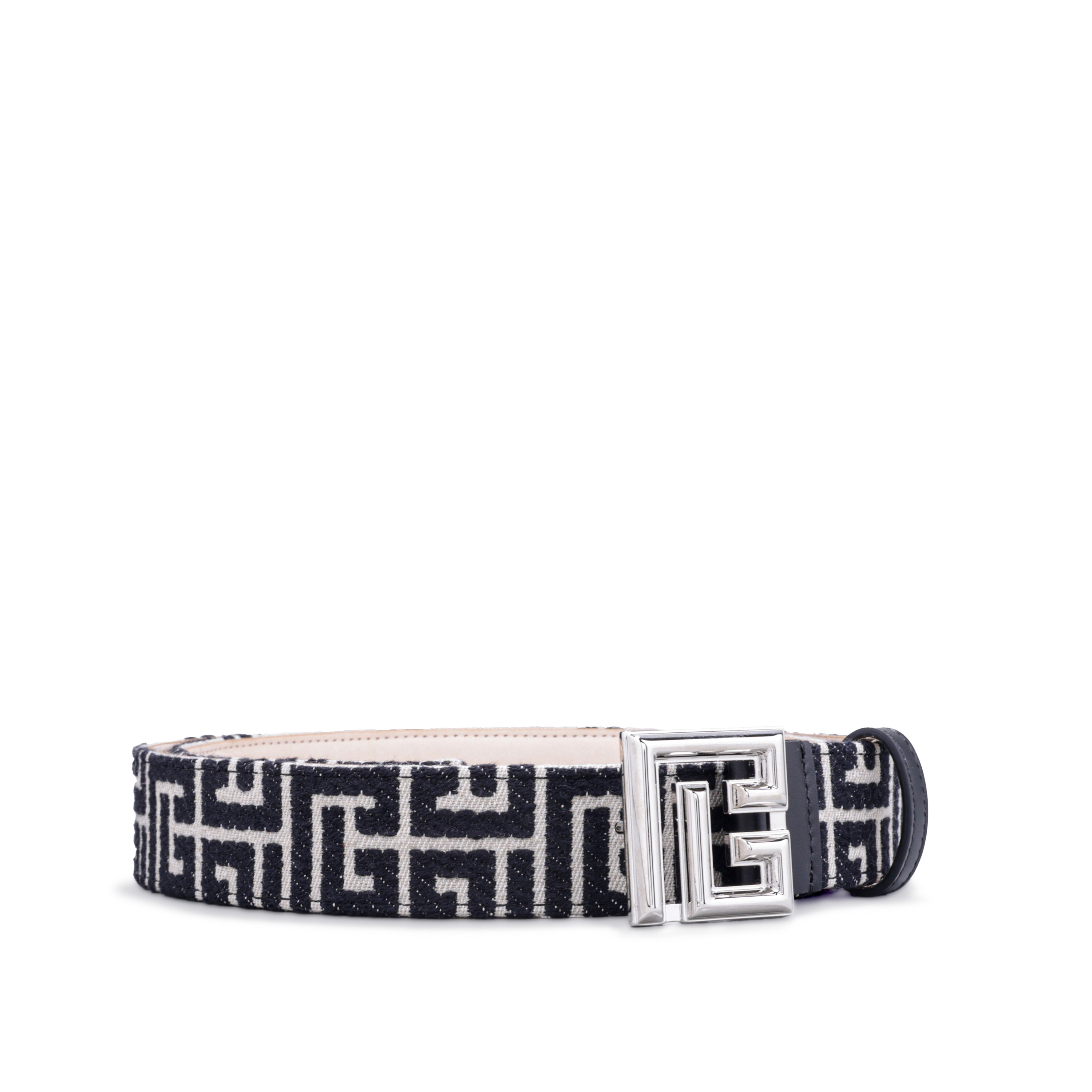 Cinturón Negro Balmain Jacquard B-Belt 35 mm