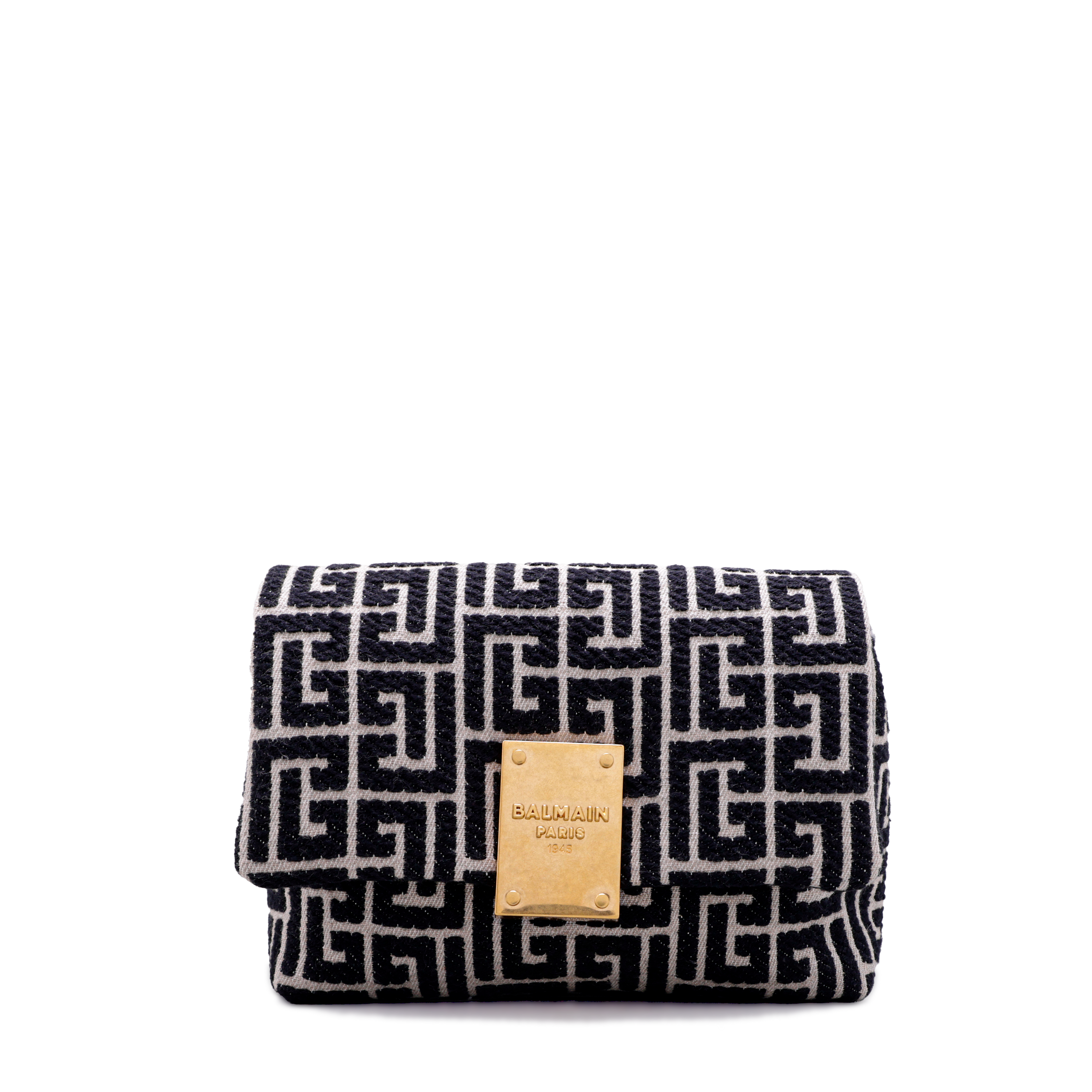 Cartera Negra Balmain 1945 Mini-Jacquard Monogramme