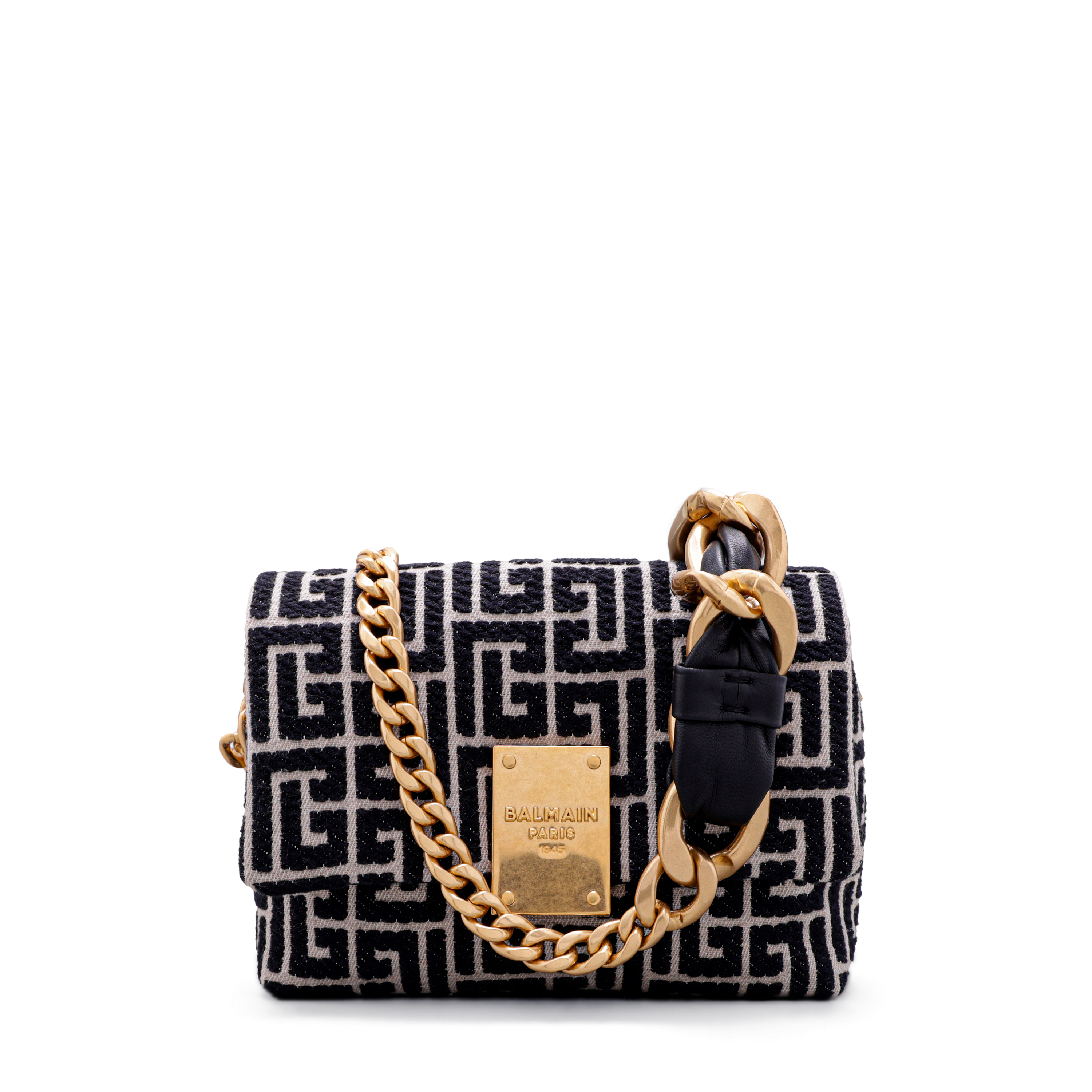 Cartera Negra Balmain 1945 Mini-Jacquard Monogramme