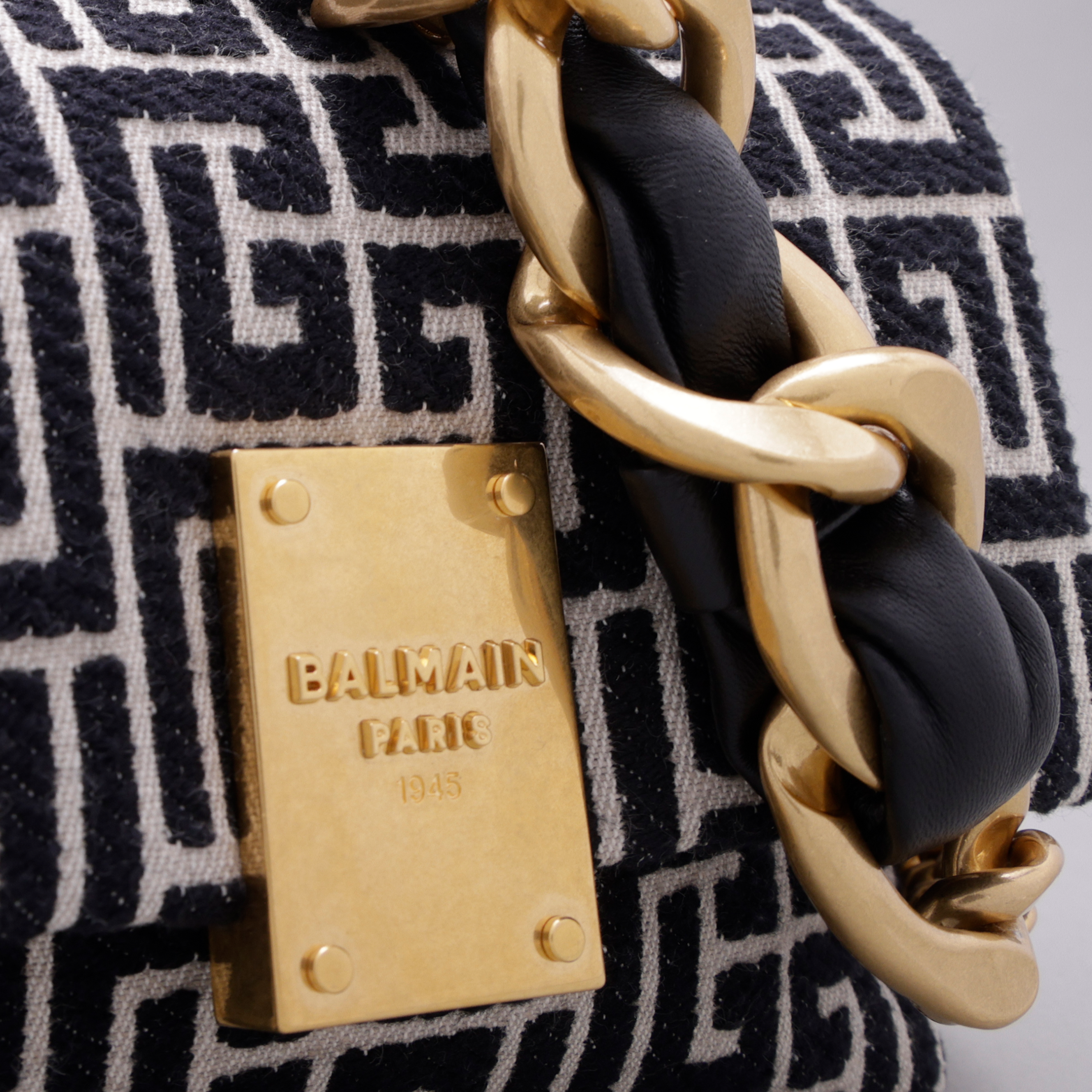 Cartera Negra Balmain 1945 Mini-Jacquard Monogramme