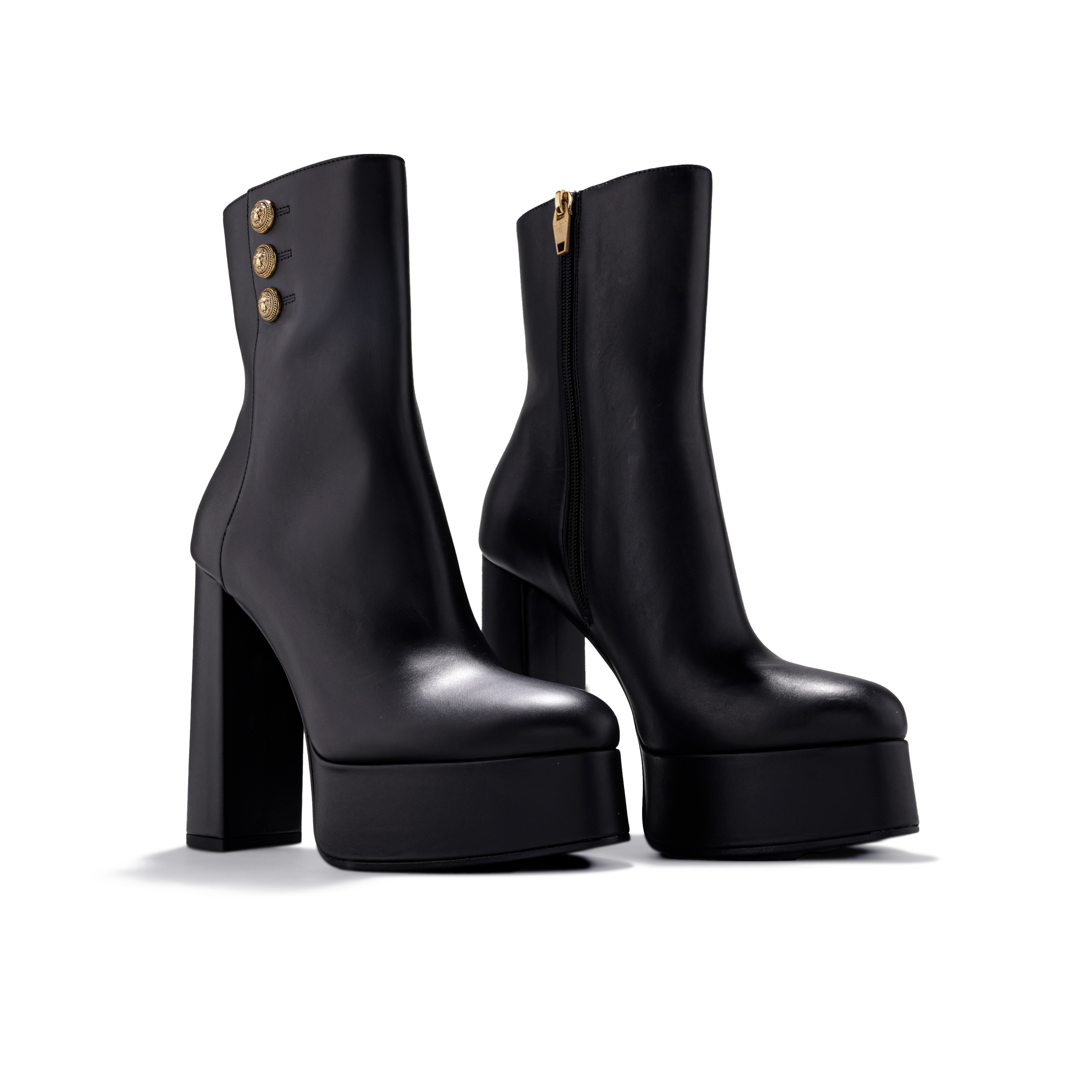 Botas Negras Balmain Brune-Cuir De Veau