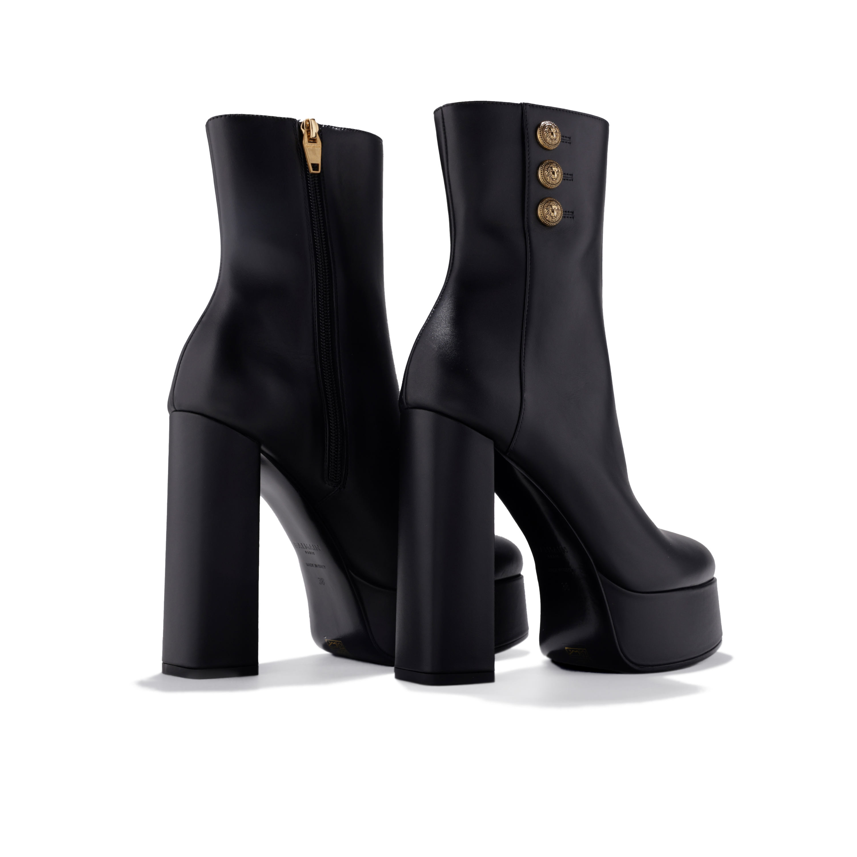 Botas Negras Balmain Brune-Cuir De Veau