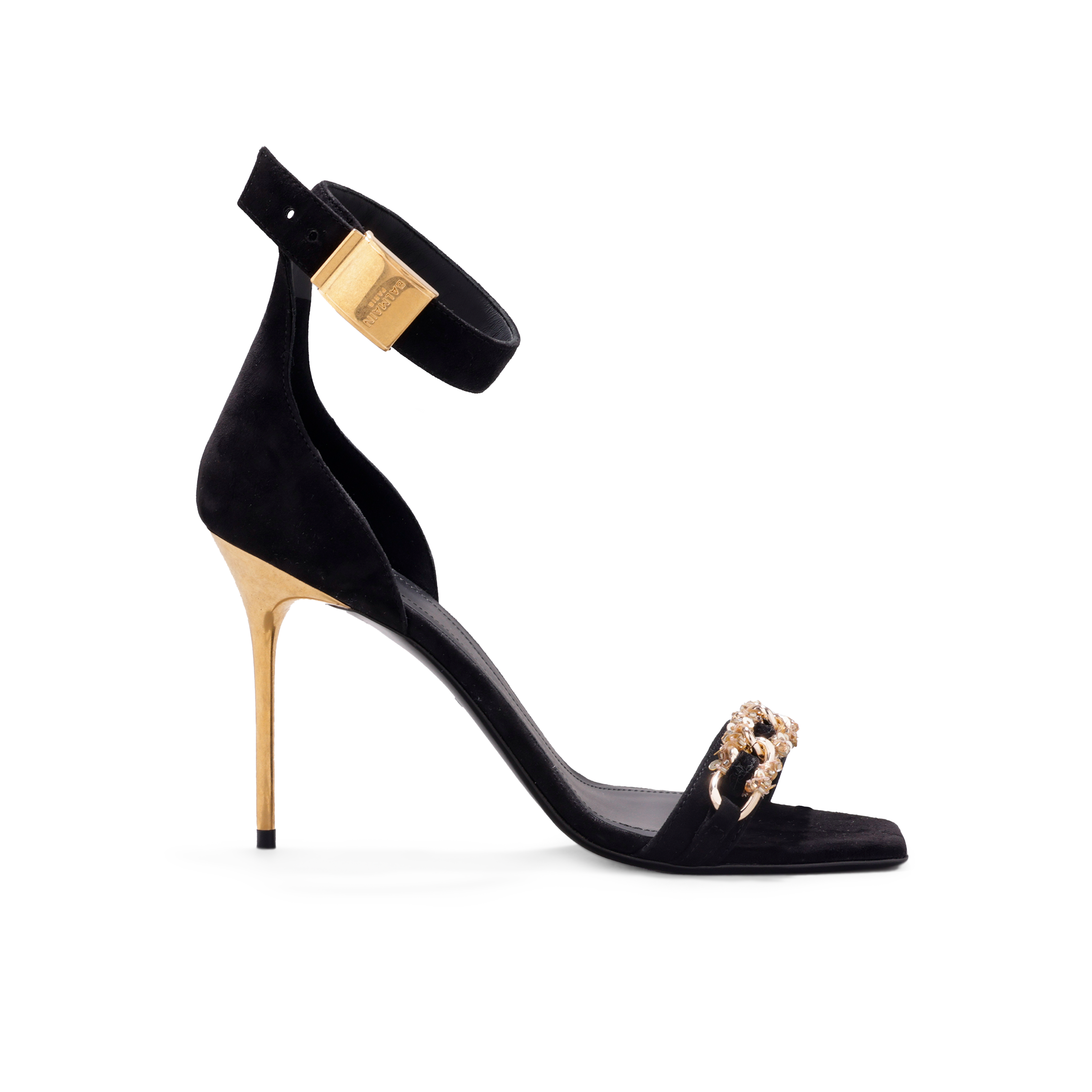 Sandalias Negras Balmain Chaine