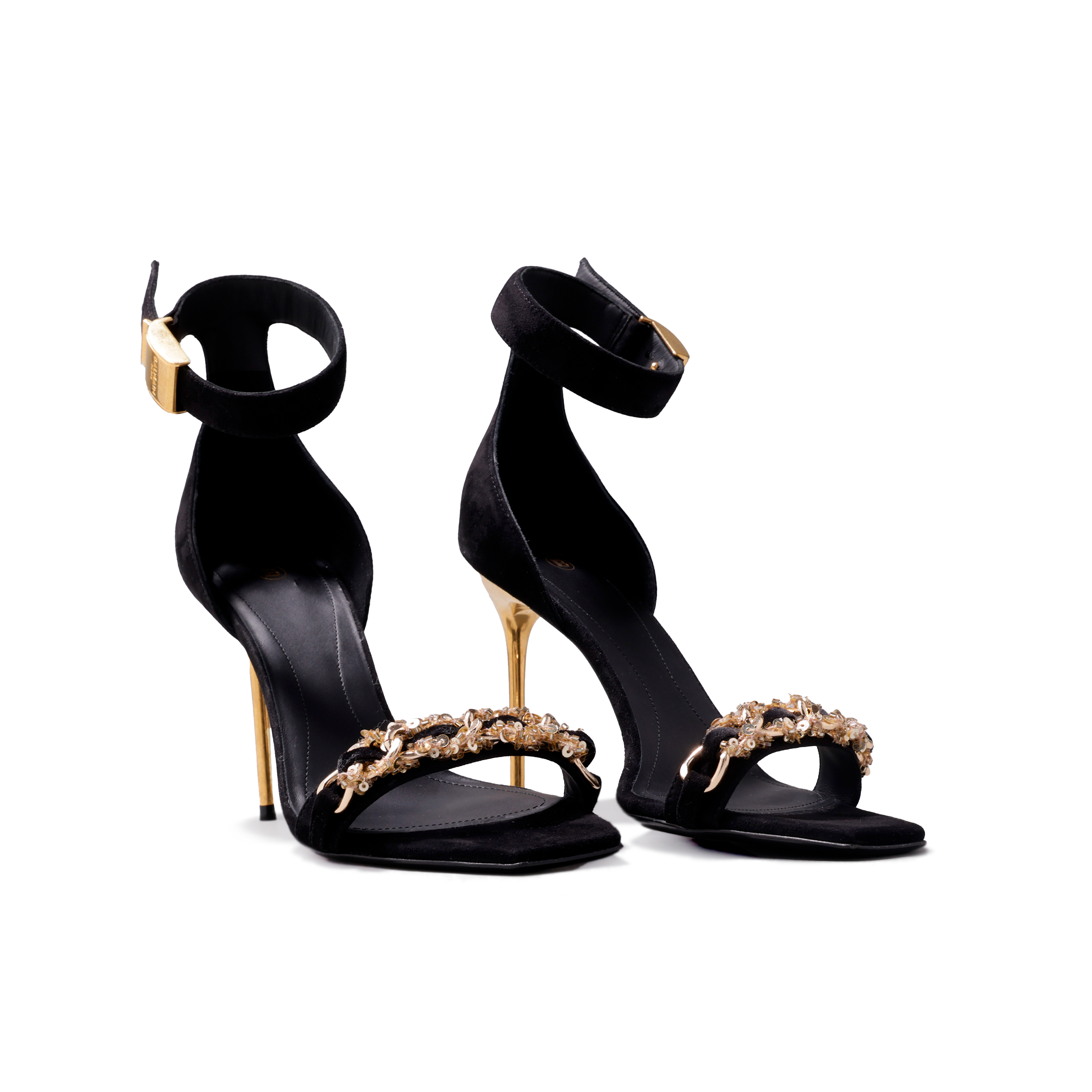 Sandalias Negras Balmain Chaine