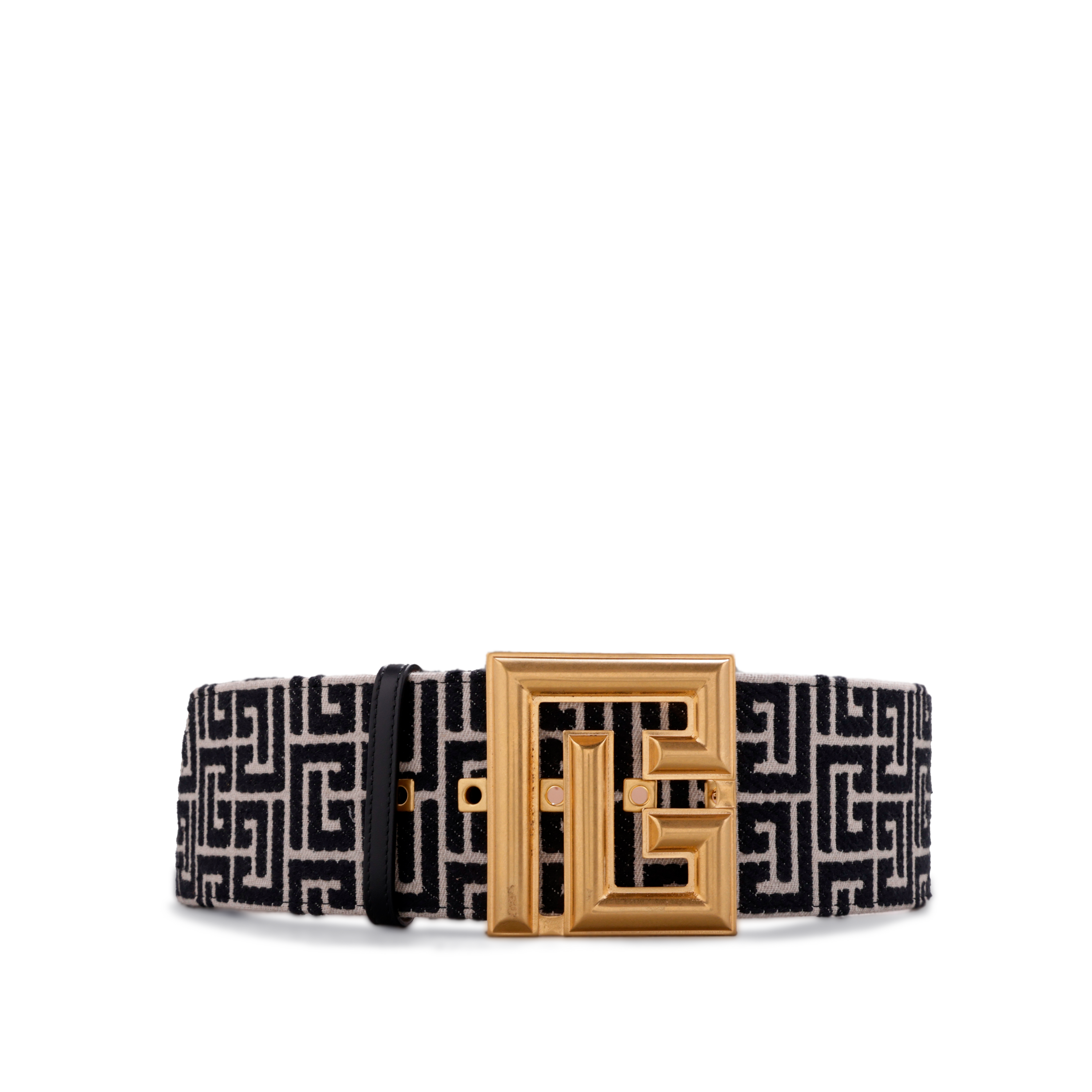Cinturón Negro Balmain Monogram Jacquard 75 mm