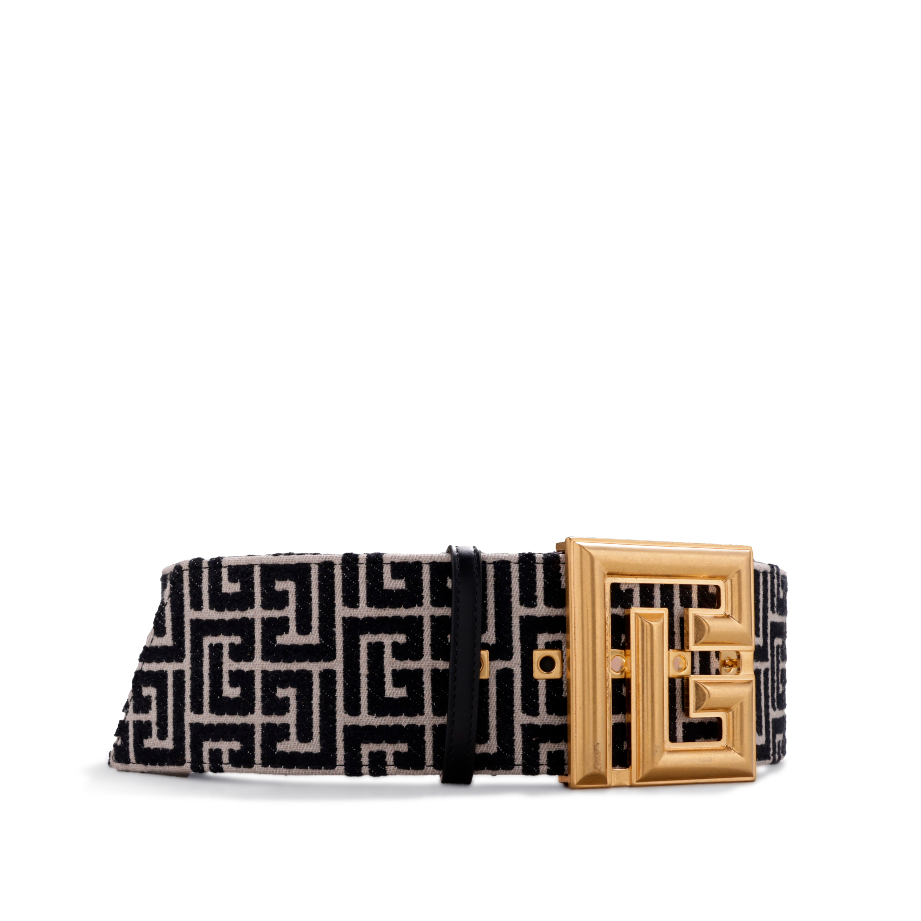 Cinturón Negro Balmain Monogram Jacquard 75 mm