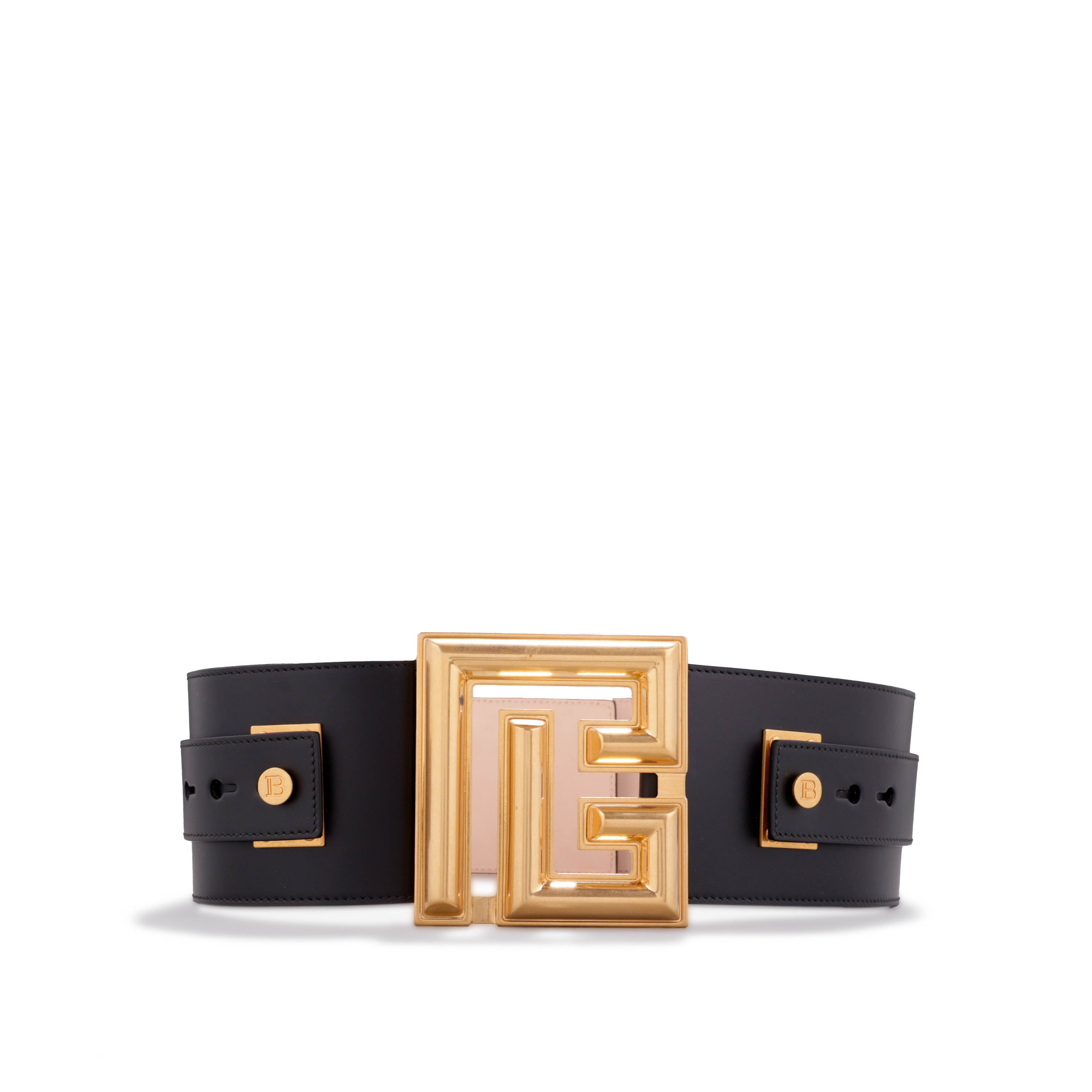 Cinturón Negro Balmain PB Gold Plaque 80 mm