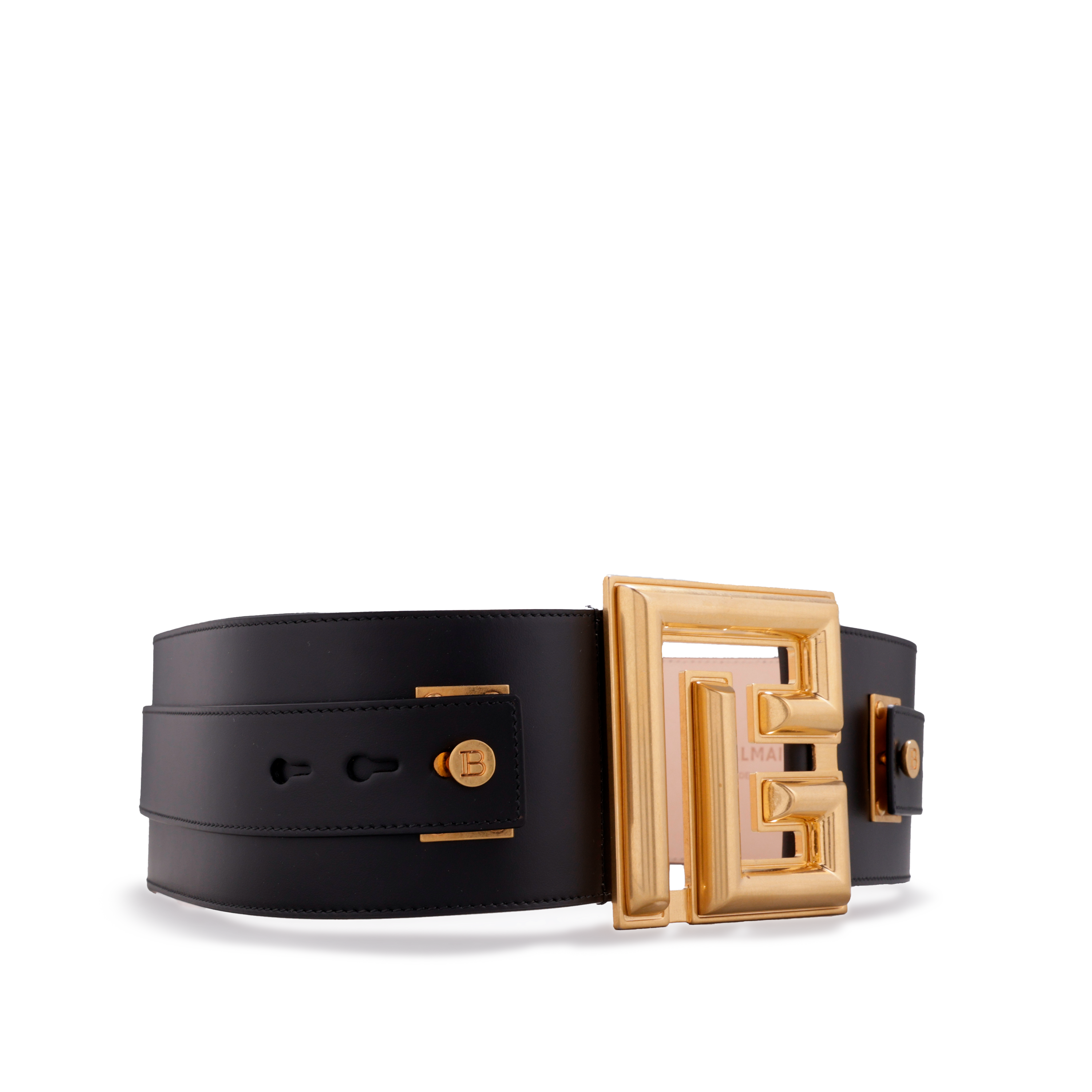 Cinturón Negro Balmain PB Gold Plaque 80 mm