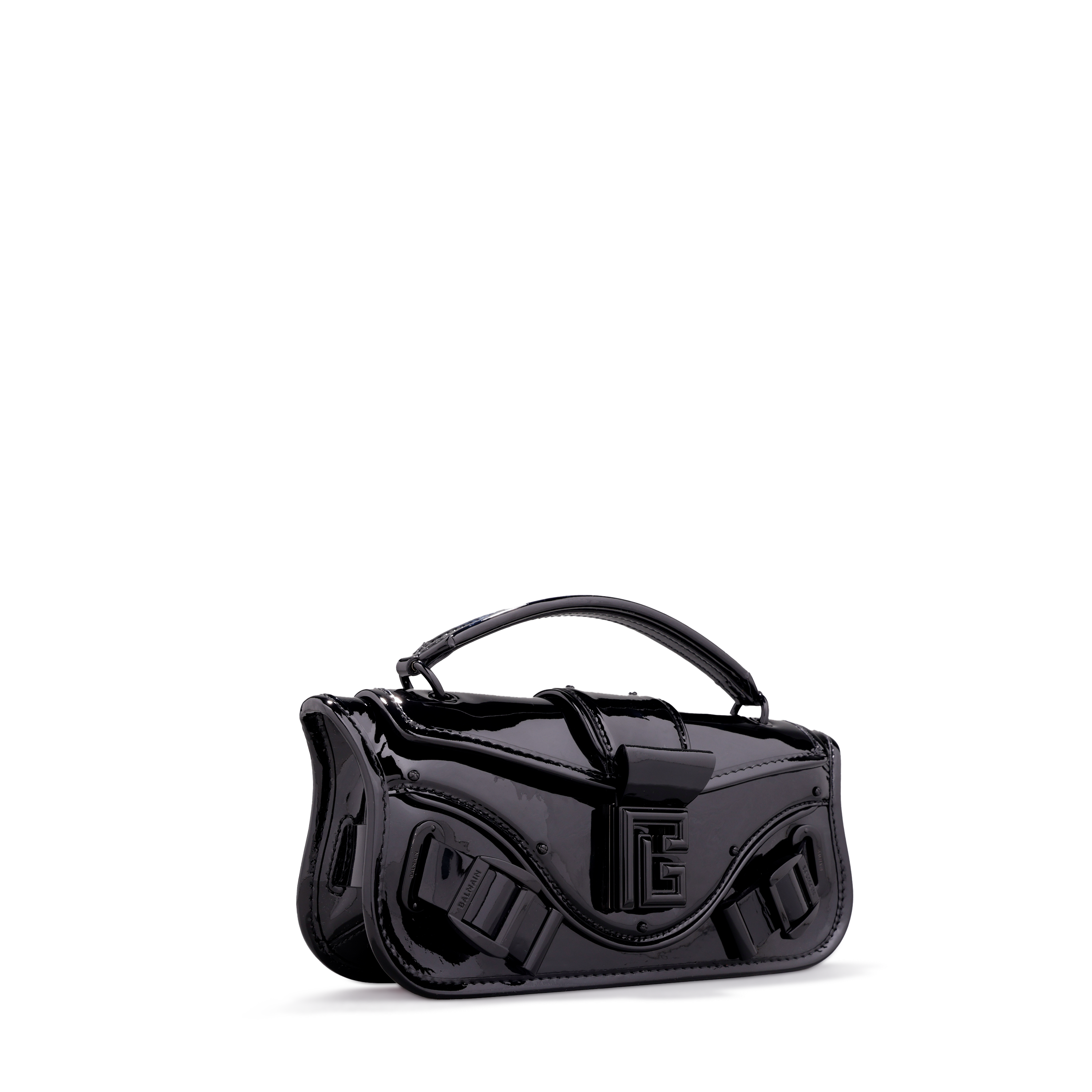 Cartera Negra Balmain Pouch-Cuir Vernis