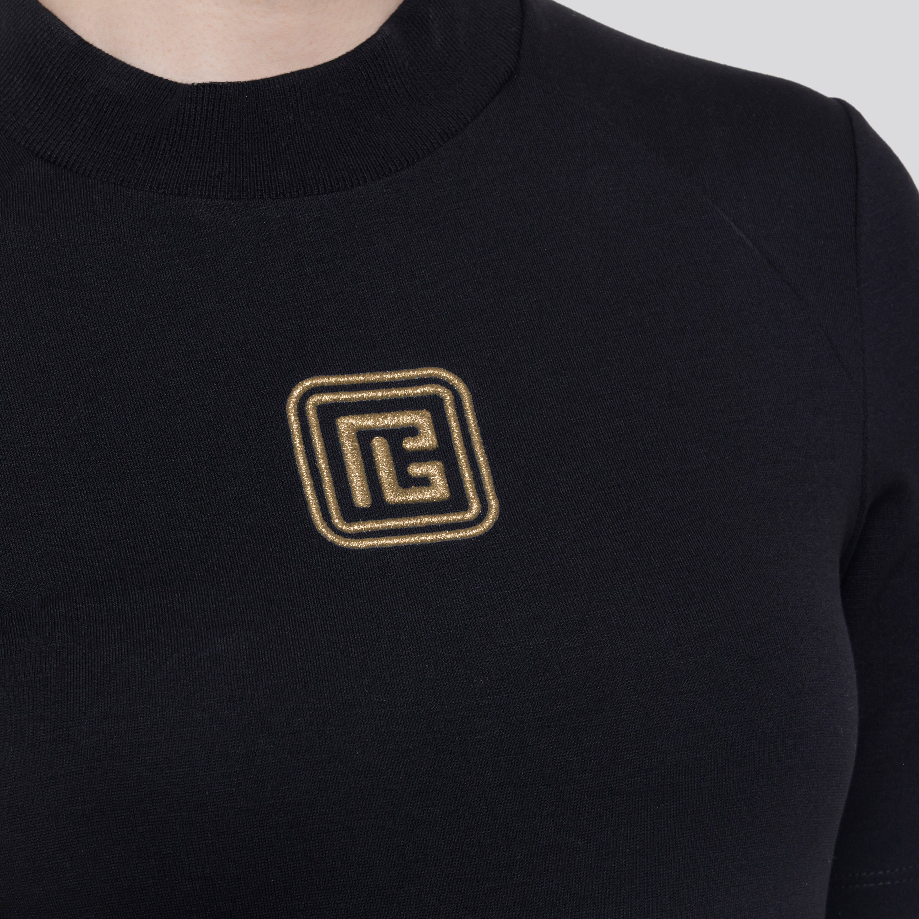Camiseta Negra Balmain Raglan Retro