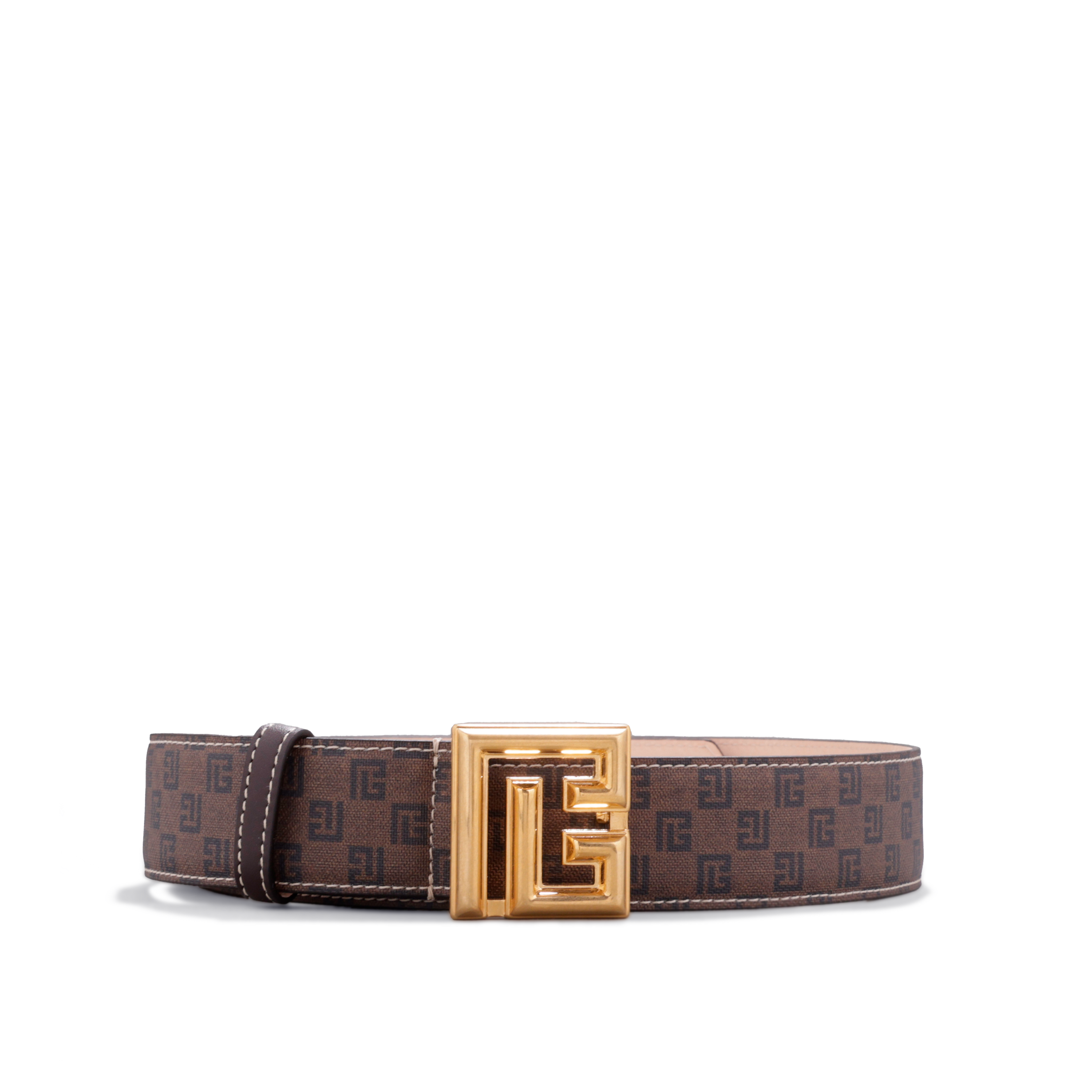 Cinturón Café Balmain Mini PB Monogramme 35 mm