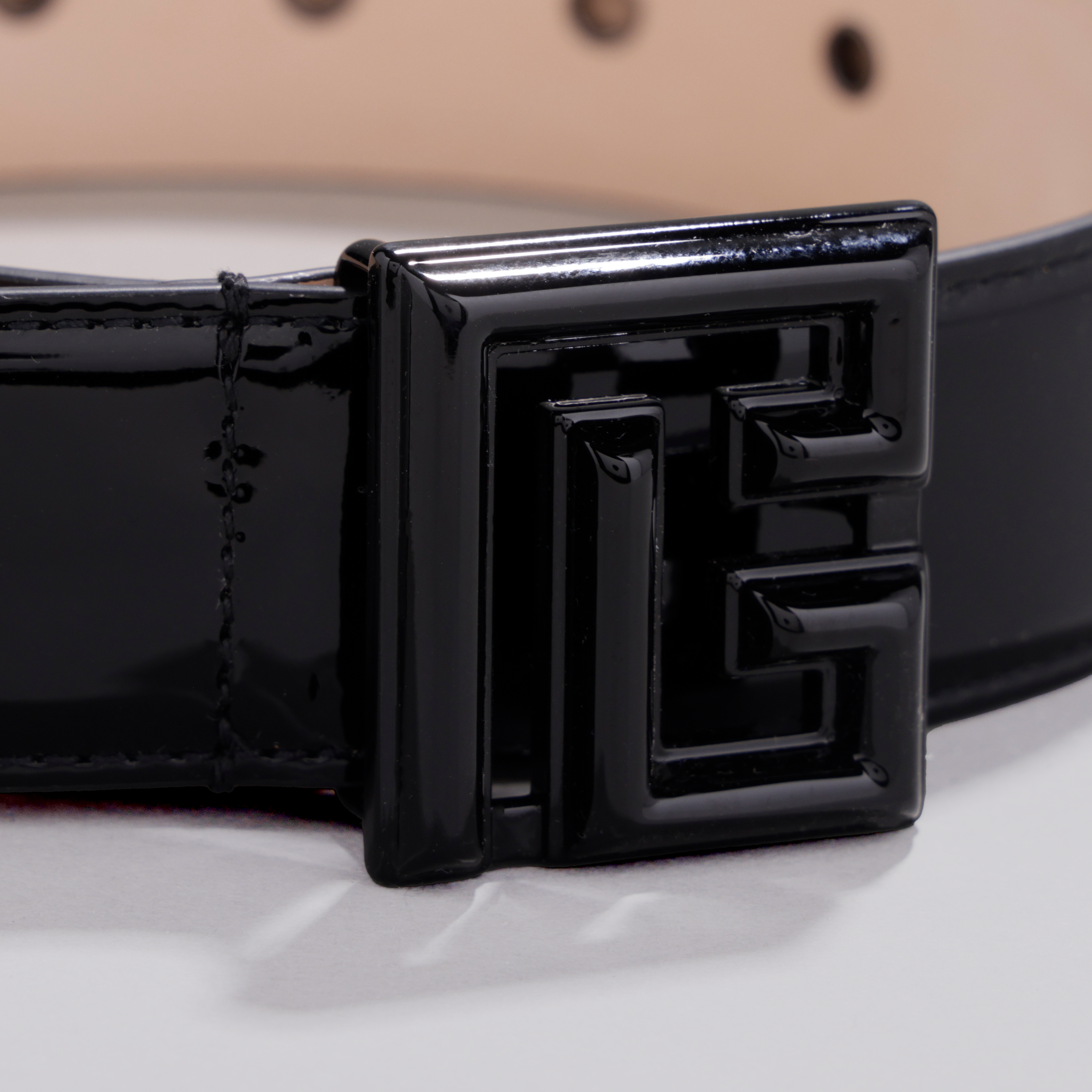 Cinturón Negro Balmain Patent Leather