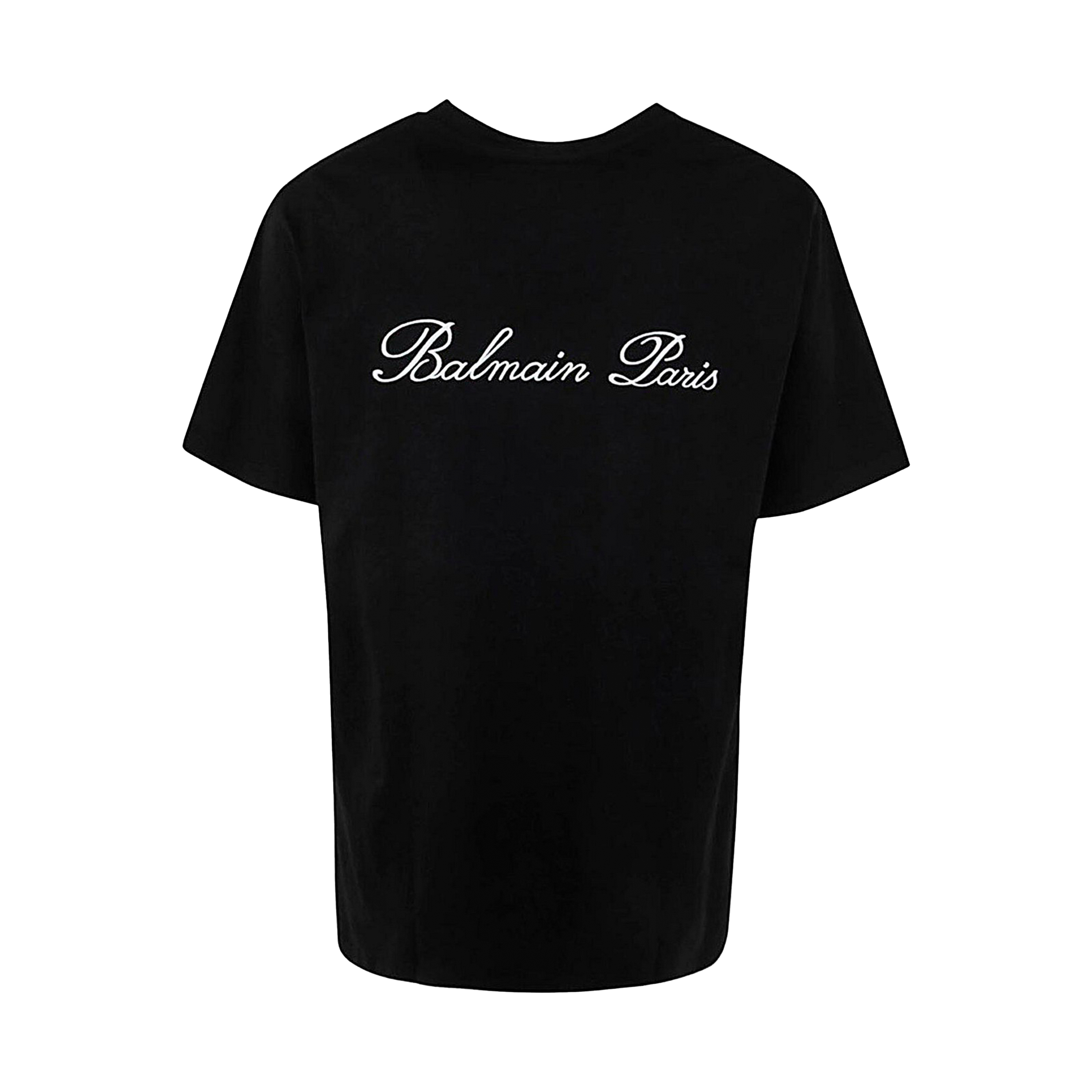 Camiseta Negra Balmain Signature Embroidered