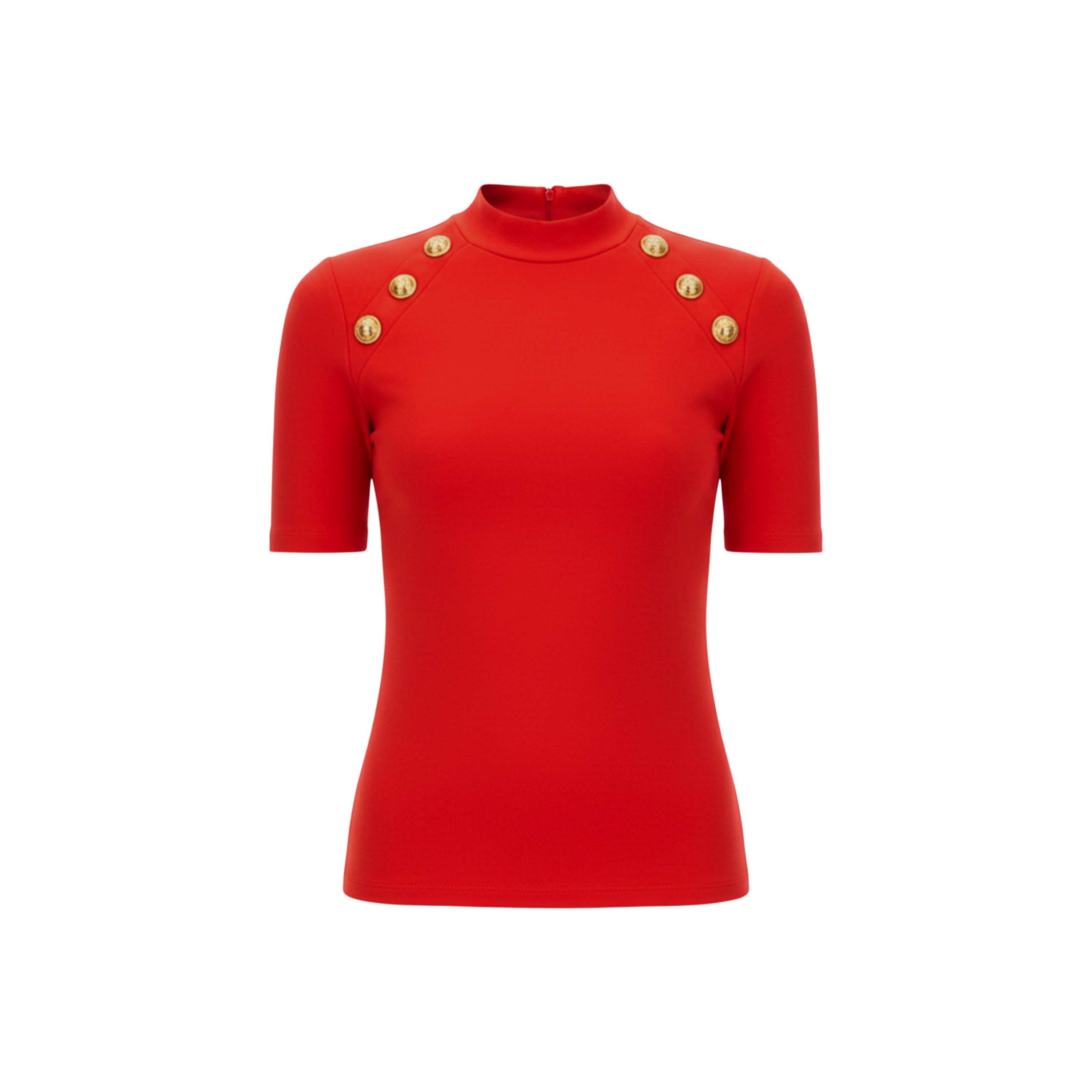 Camiseta Rojo Balmain 6 Btn Raglan