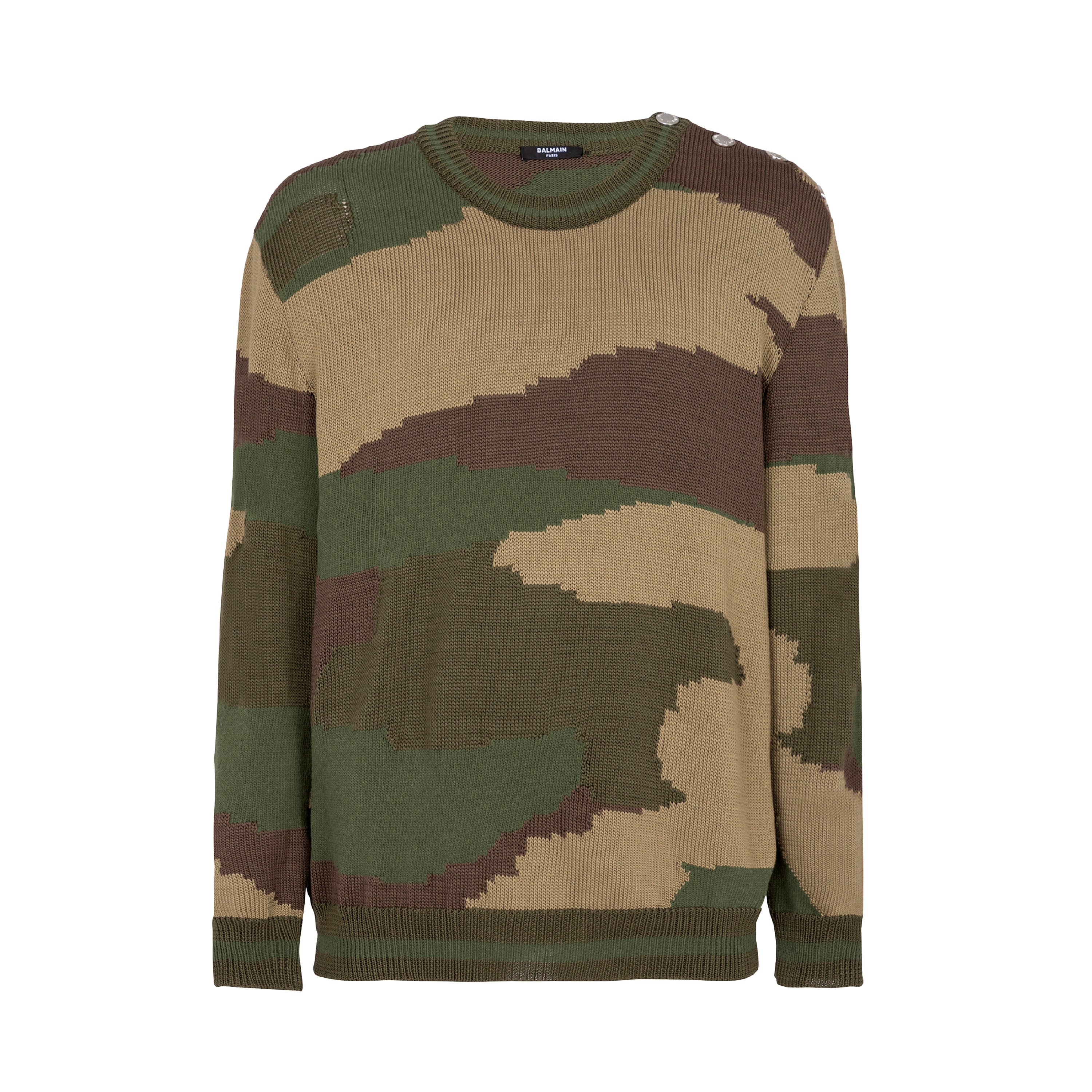 Camiseta Verde Balmain Camouflage 3 Btn