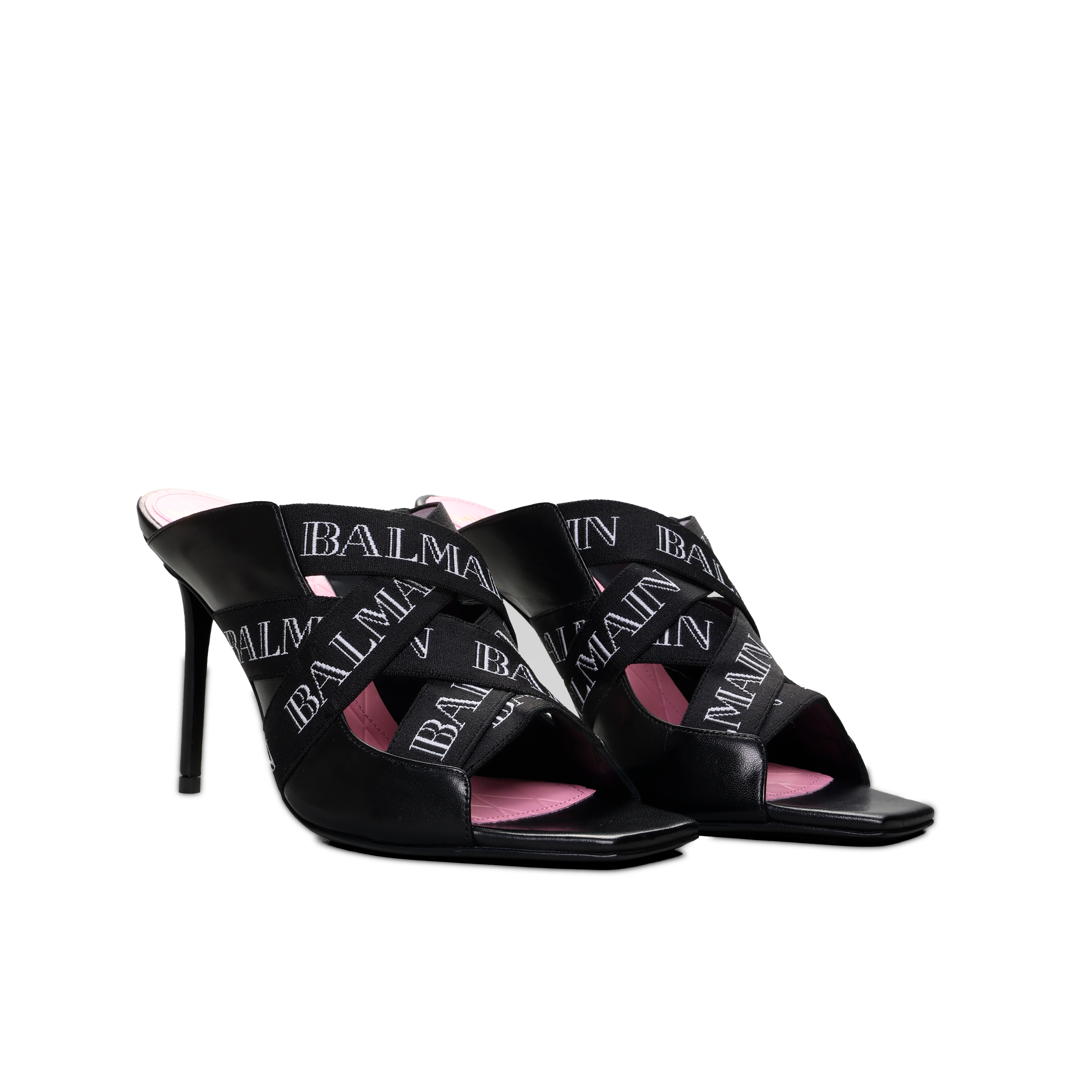 Sandalias Negras Balmain Mule Ruby Logo