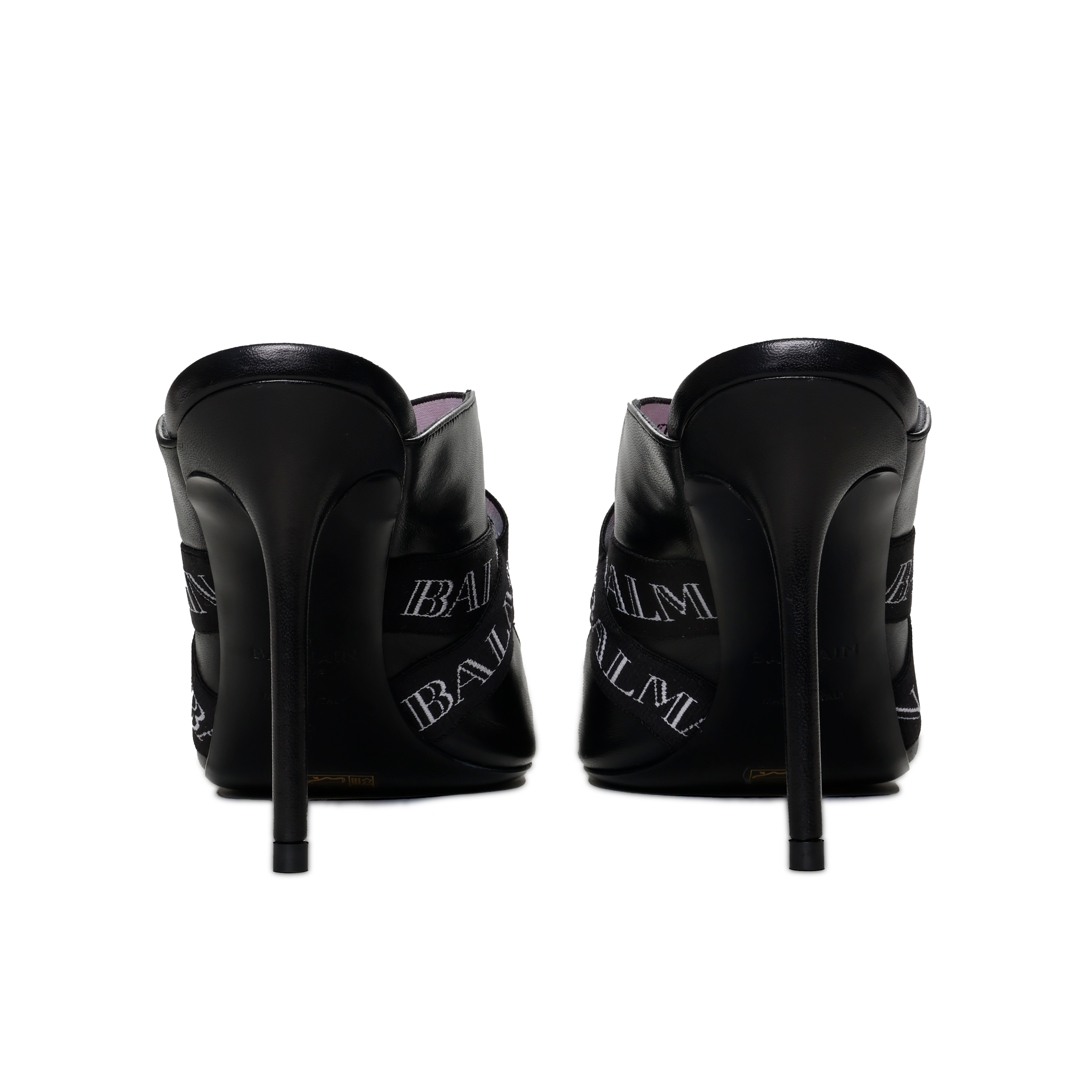Sandalias Negras Balmain Mule Ruby Logo