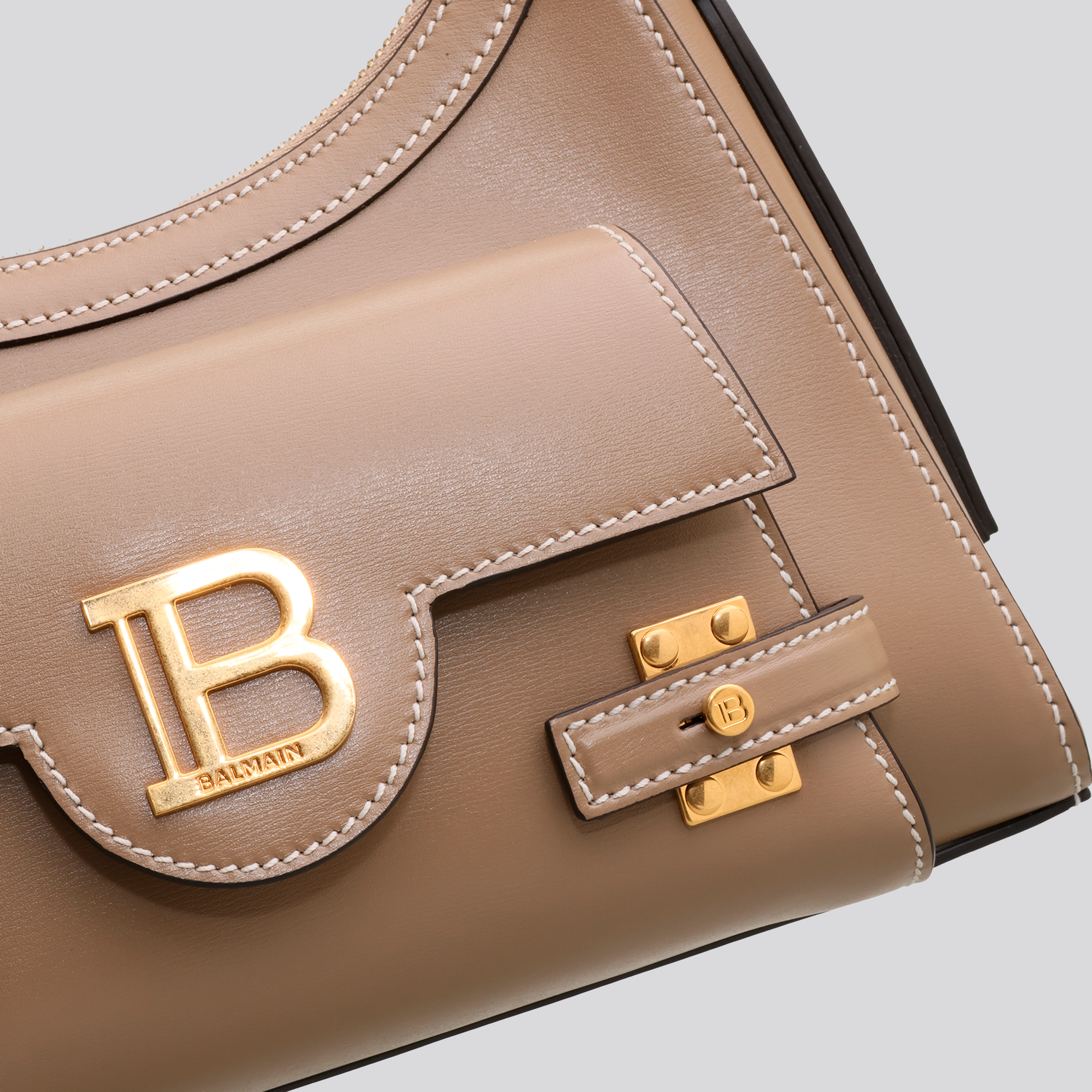 Cartera Beige Balmain B-Buzz Hobo-Calfskin